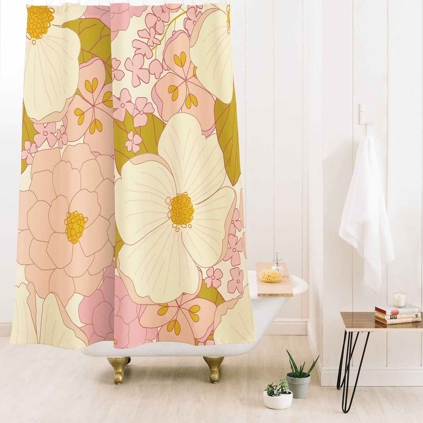 Eyestigmatic Design Pink Pastel Vintage Floral Shower Curtain