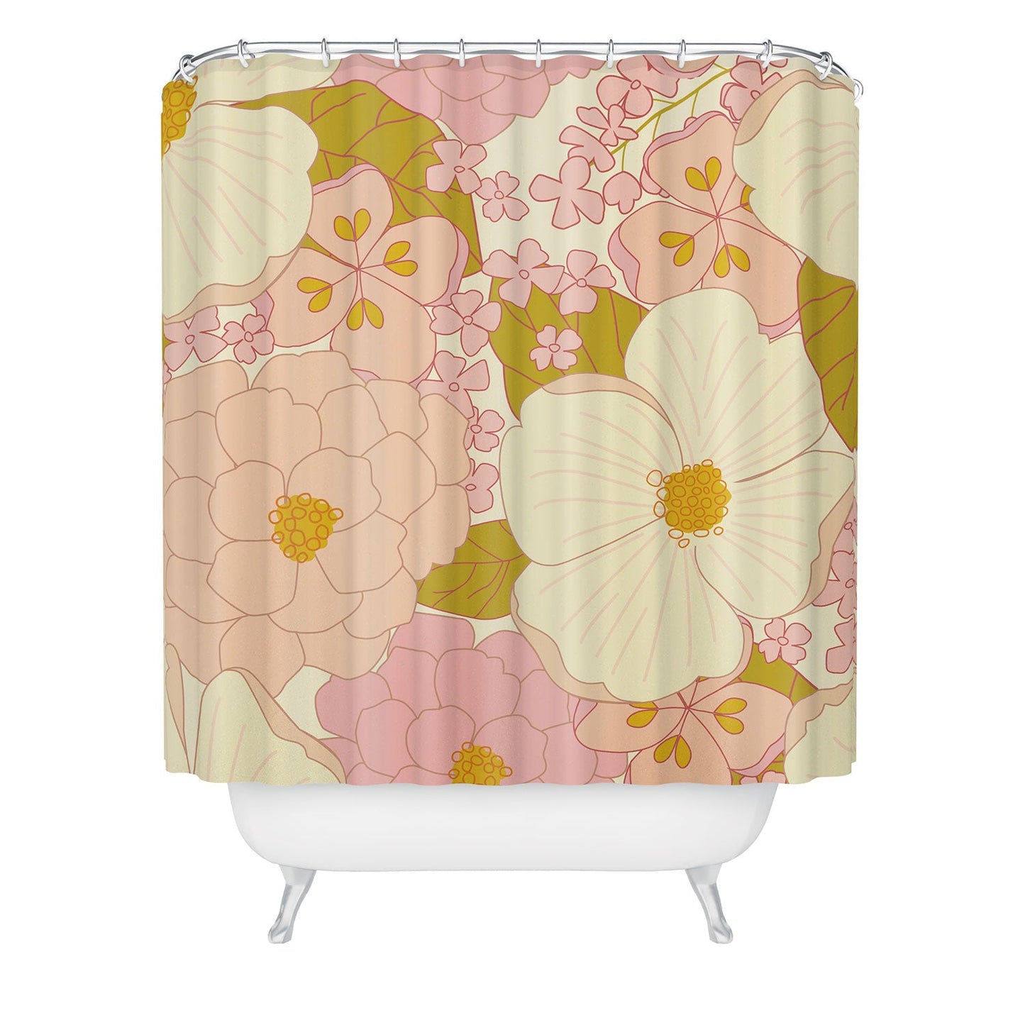 Eyestigmatic Design Pink Pastel Vintage Floral Shower Curtain
