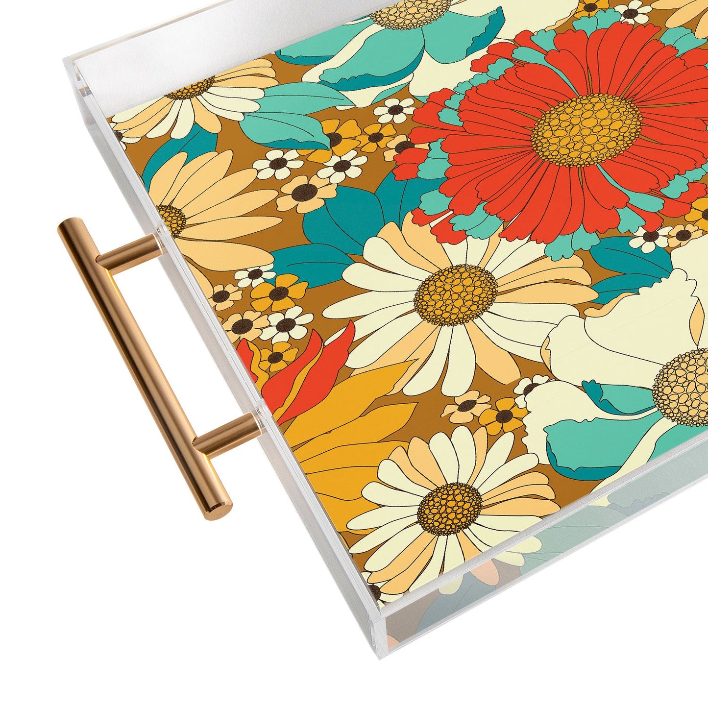 Eyestigmatic Design Red Orange Turquoise Brown Retro Acrylic Tray
