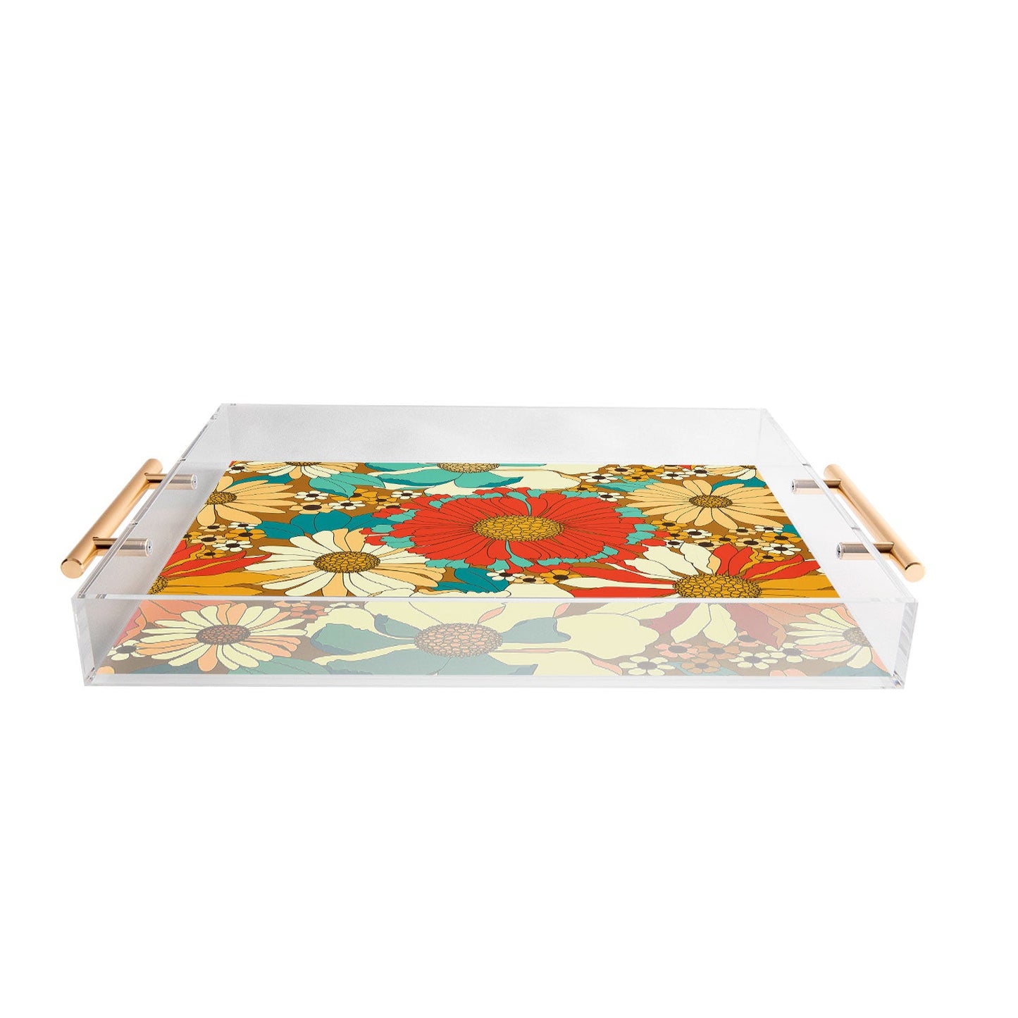 Eyestigmatic Design Red Orange Turquoise Brown Retro Acrylic Tray