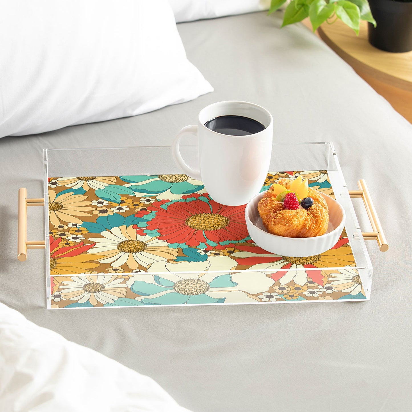 Eyestigmatic Design Red Orange Turquoise Brown Retro Acrylic Tray