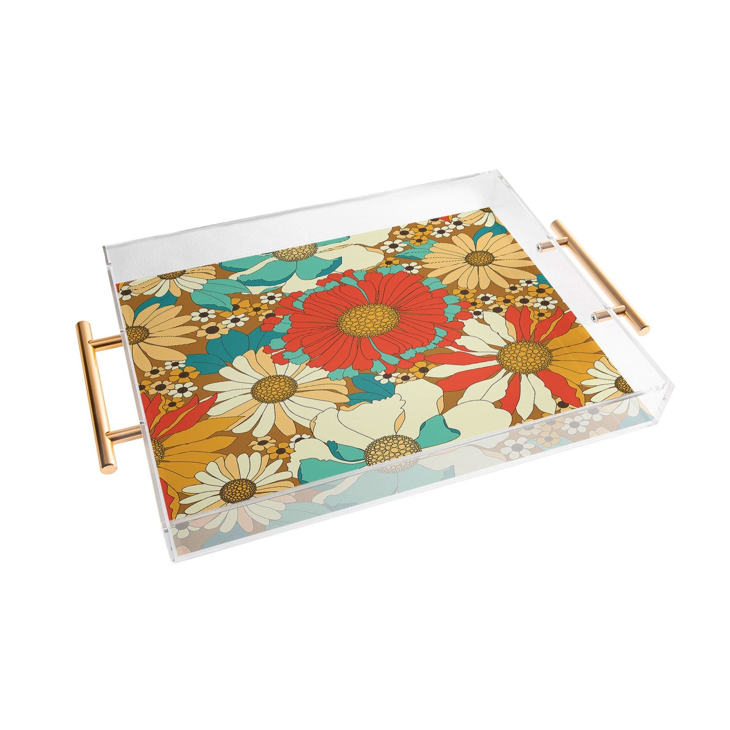Eyestigmatic Design Red Orange Turquoise Brown Retro Acrylic Tray