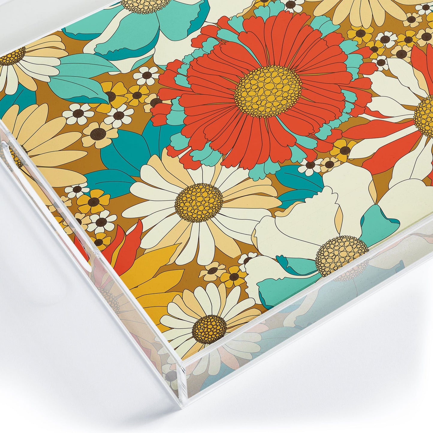 Eyestigmatic Design Red Orange Turquoise Brown Retro Acrylic Tray