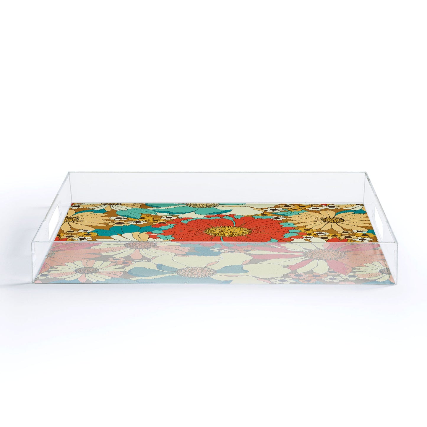 Eyestigmatic Design Red Orange Turquoise Brown Retro Acrylic Tray