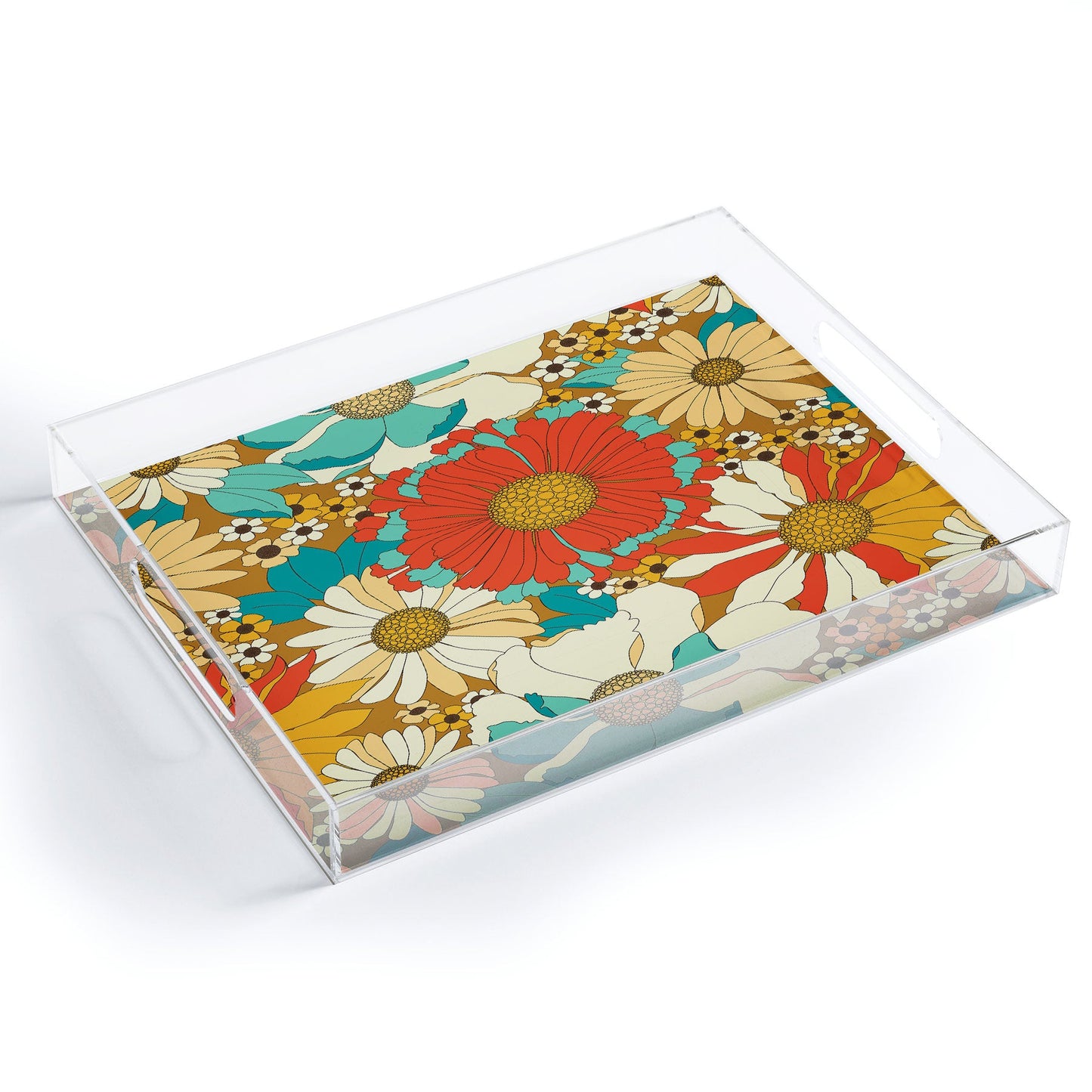 Eyestigmatic Design Red Orange Turquoise Brown Retro Acrylic Tray