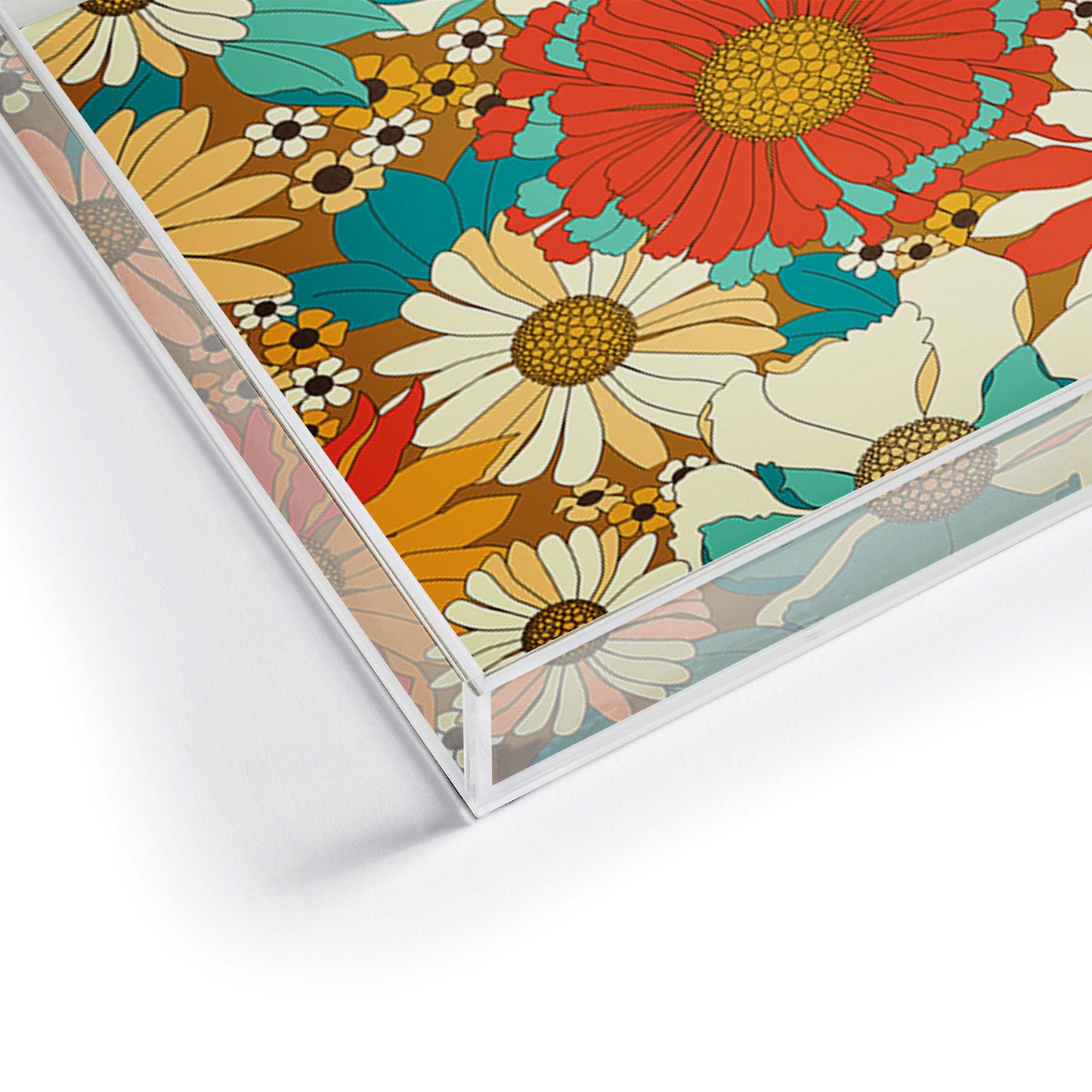 Eyestigmatic Design Red Orange Turquoise Brown Retro Acrylic Tray