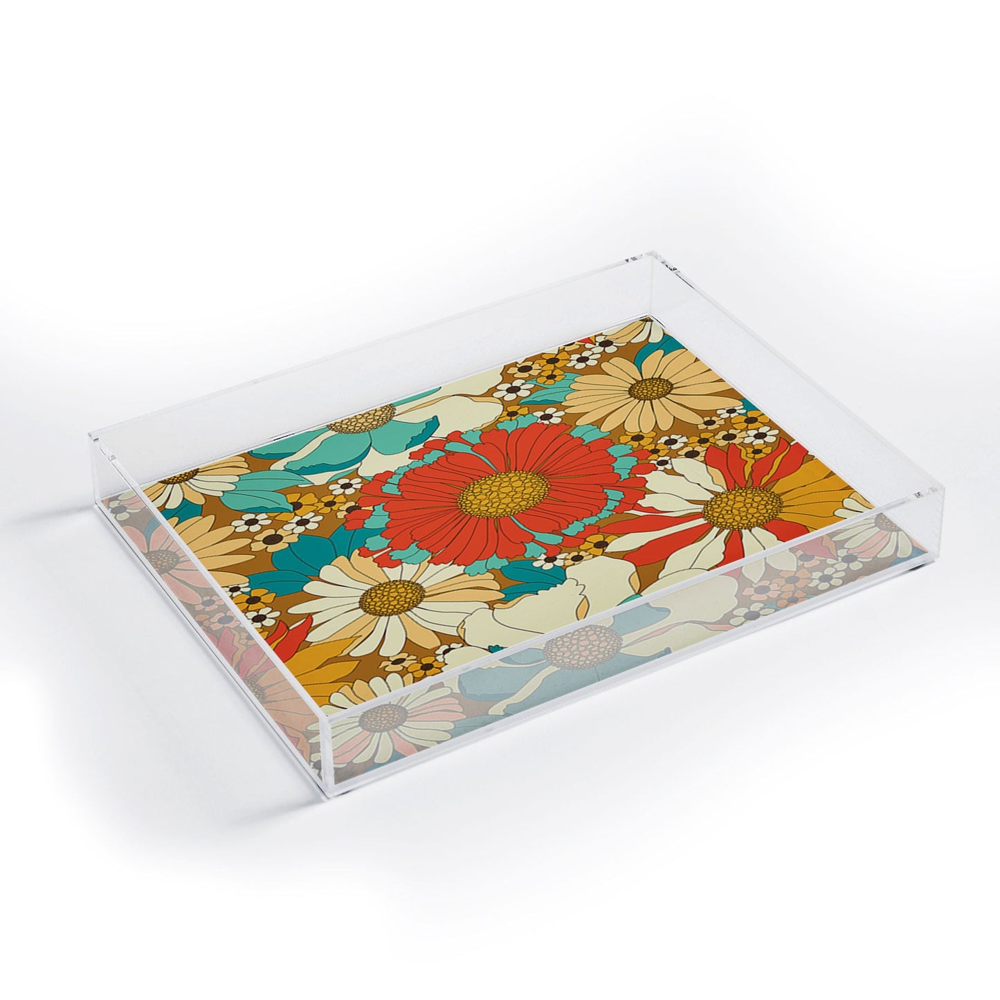 Eyestigmatic Design Red Orange Turquoise Brown Retro Acrylic Tray