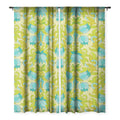 Eyestigmatic Design Turquoise and Green Leaves 1960s Sheer Non Repeat