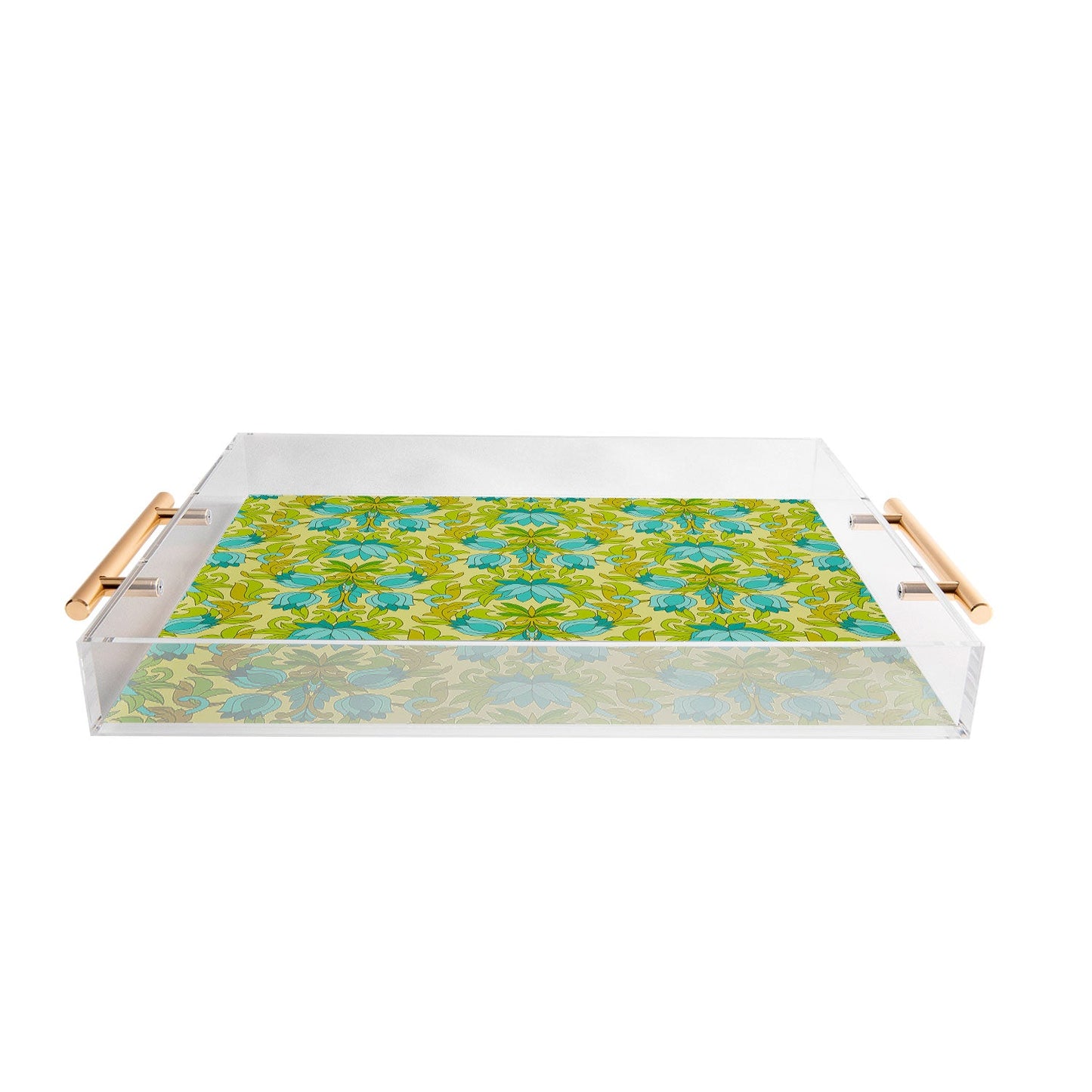 Eyestigmatic Design Turquoise and Green Leaves 1960s Acrylic Tray