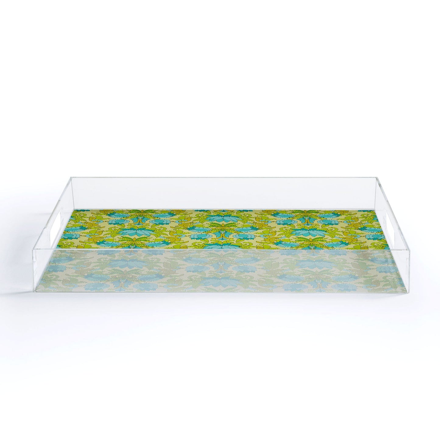 Eyestigmatic Design Turquoise and Green Leaves 1960s Acrylic Tray