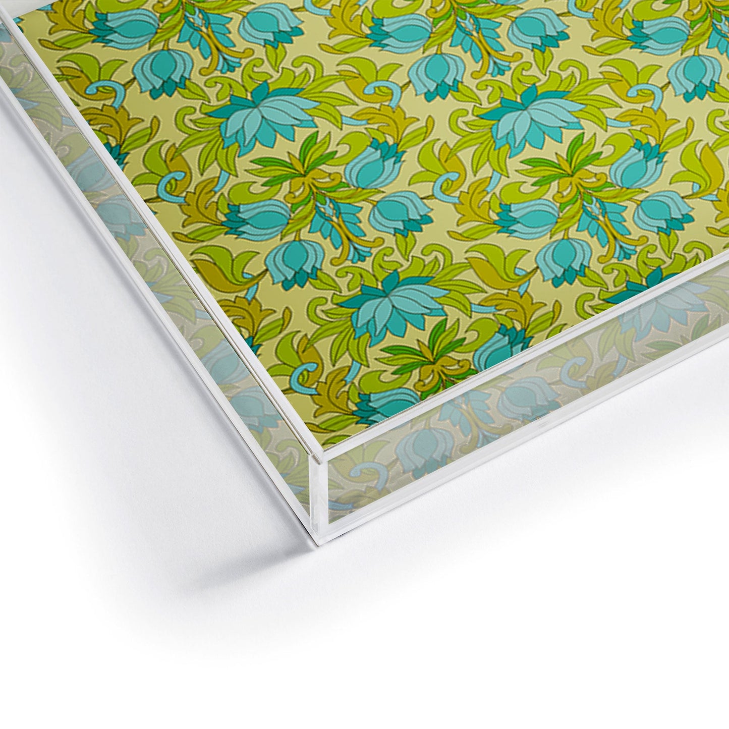 Eyestigmatic Design Turquoise and Green Leaves 1960s Acrylic Tray