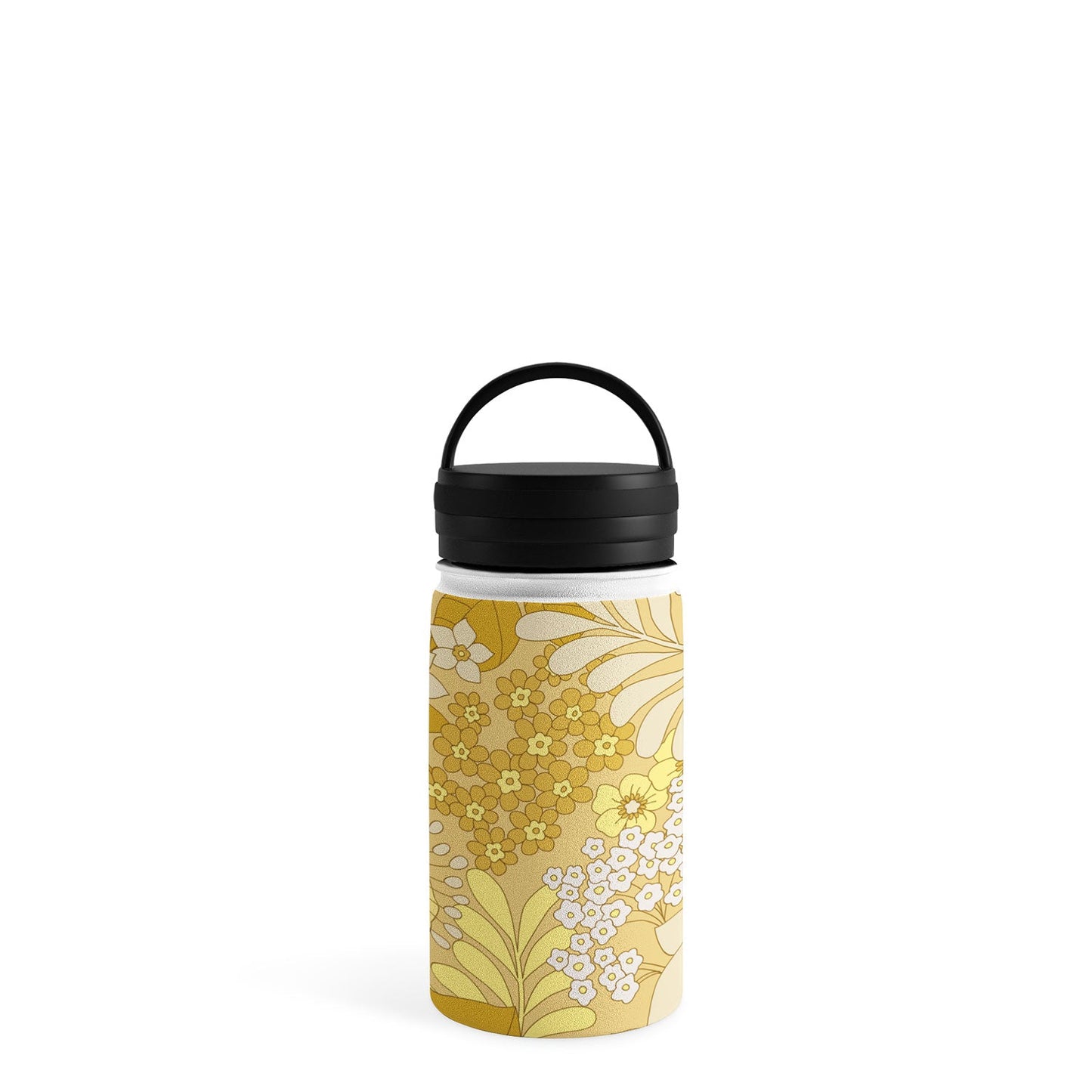 Eyestigmatic Design Yellow Ivory Brown Retro Floral Water Bottle