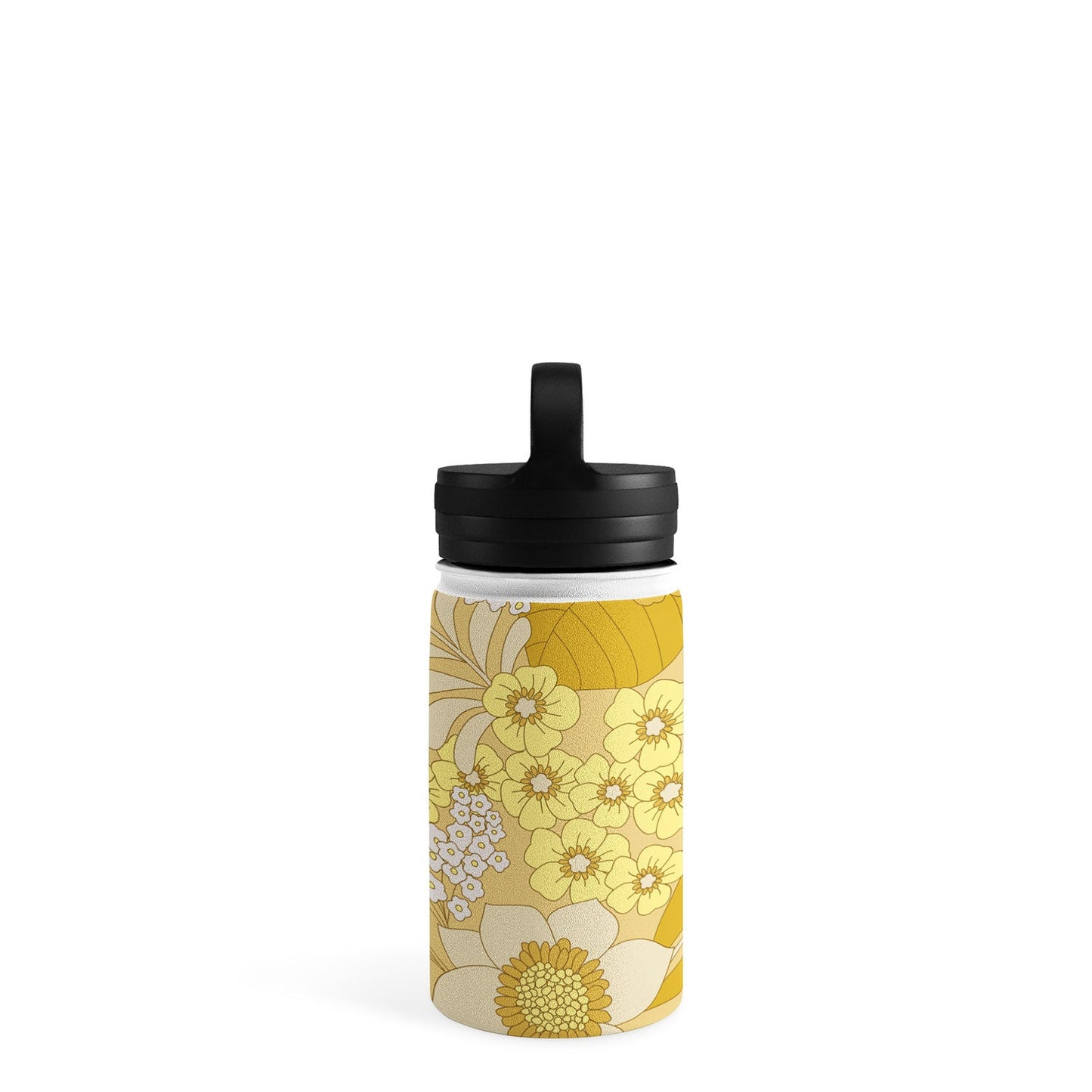 Eyestigmatic Design Yellow Ivory Brown Retro Floral Water Bottle