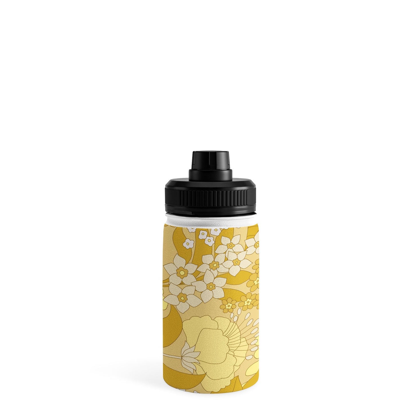 Eyestigmatic Design Yellow Ivory Brown Retro Floral Water Bottle