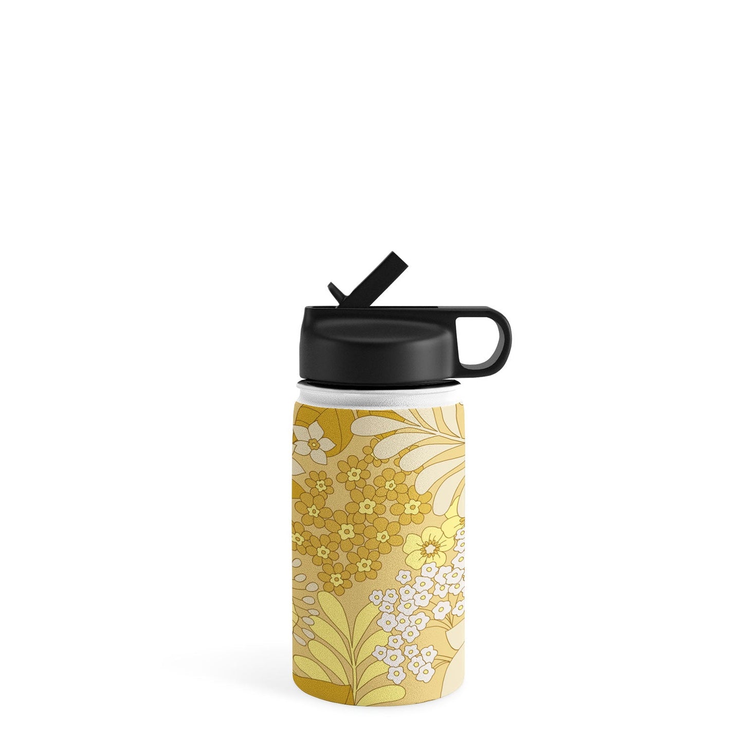 Eyestigmatic Design Yellow Ivory Brown Retro Floral Water Bottle