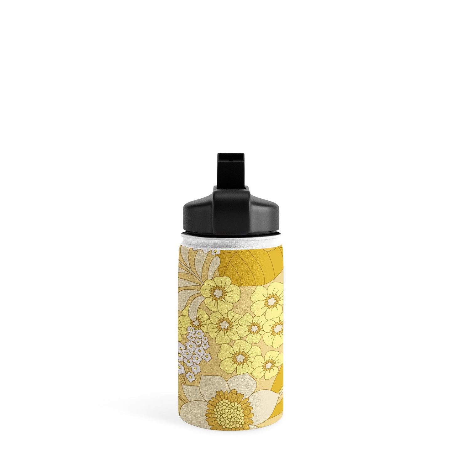 Eyestigmatic Design Yellow Ivory Brown Retro Floral Water Bottle