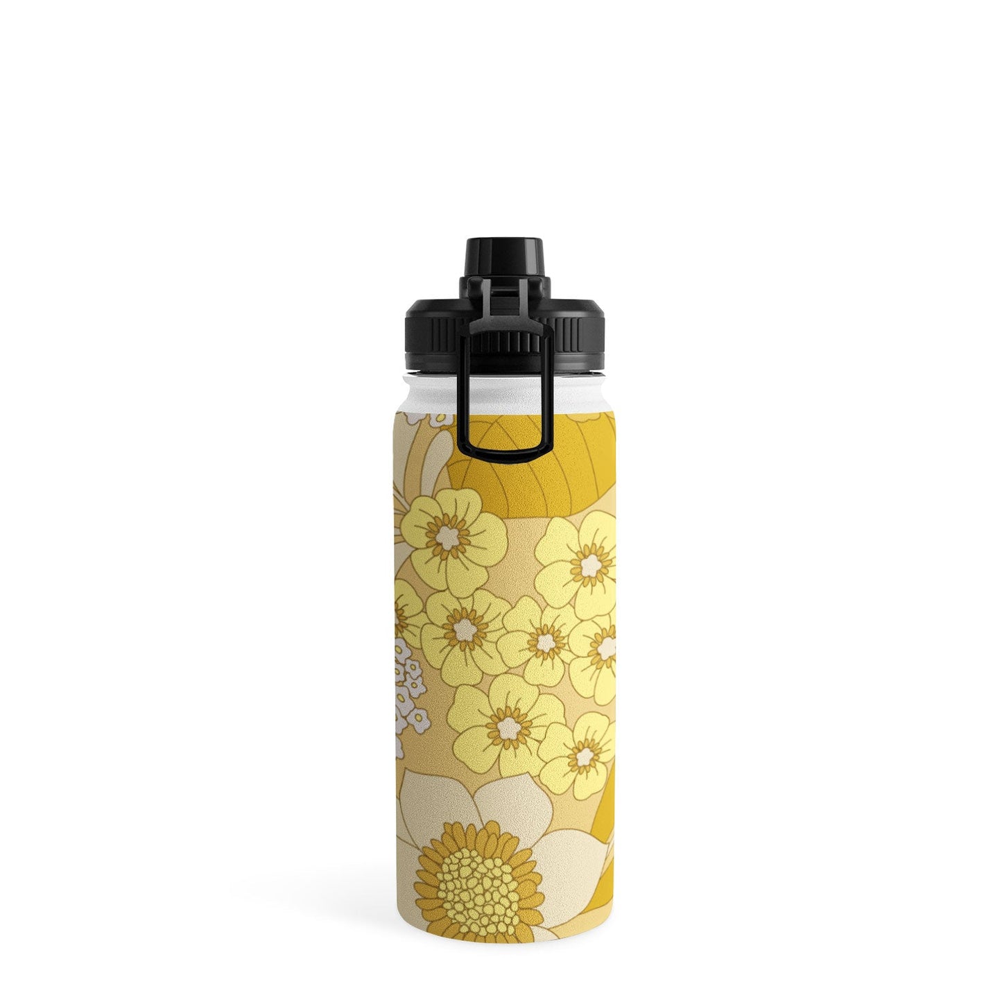Eyestigmatic Design Yellow Ivory Brown Retro Floral Water Bottle