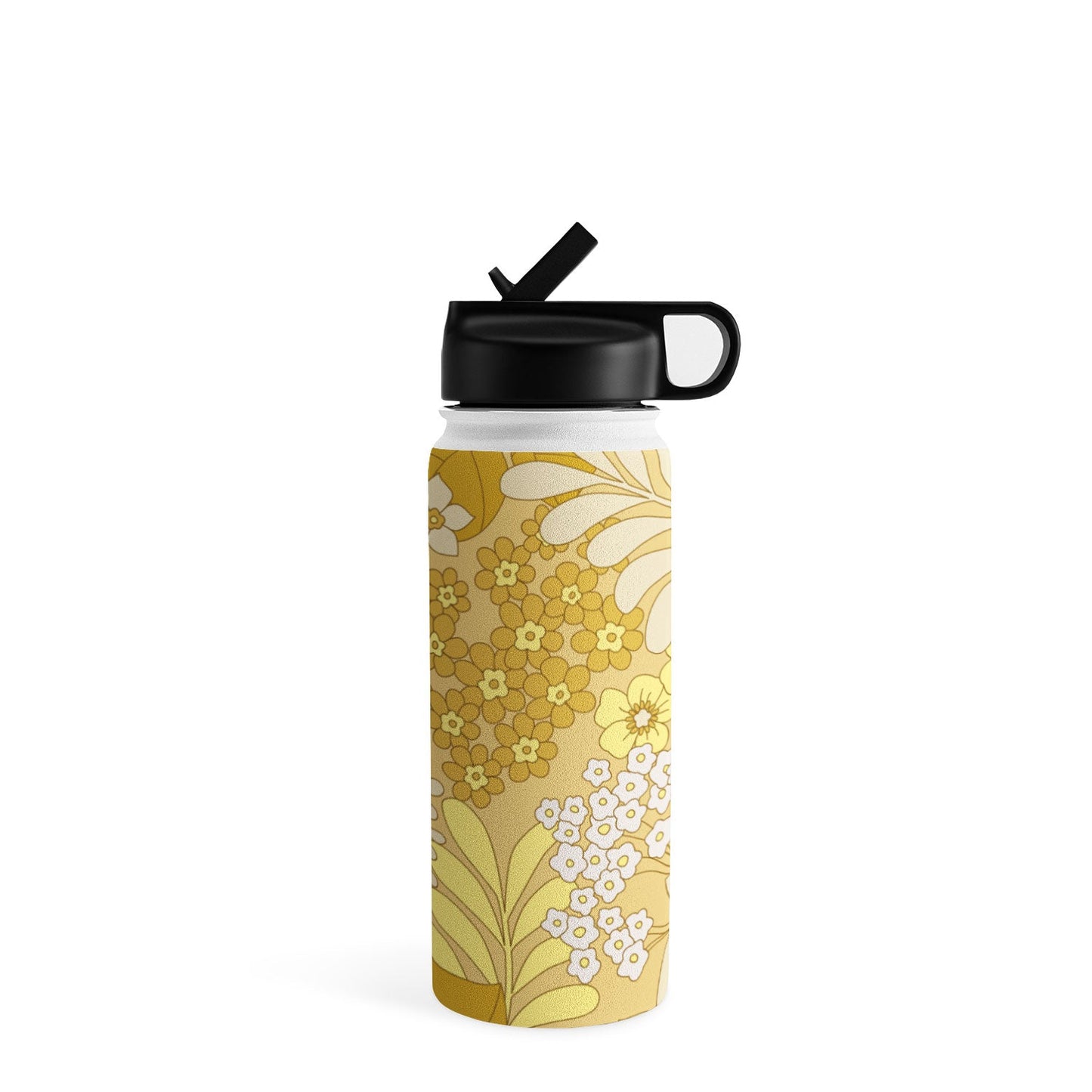 Eyestigmatic Design Yellow Ivory Brown Retro Floral Water Bottle