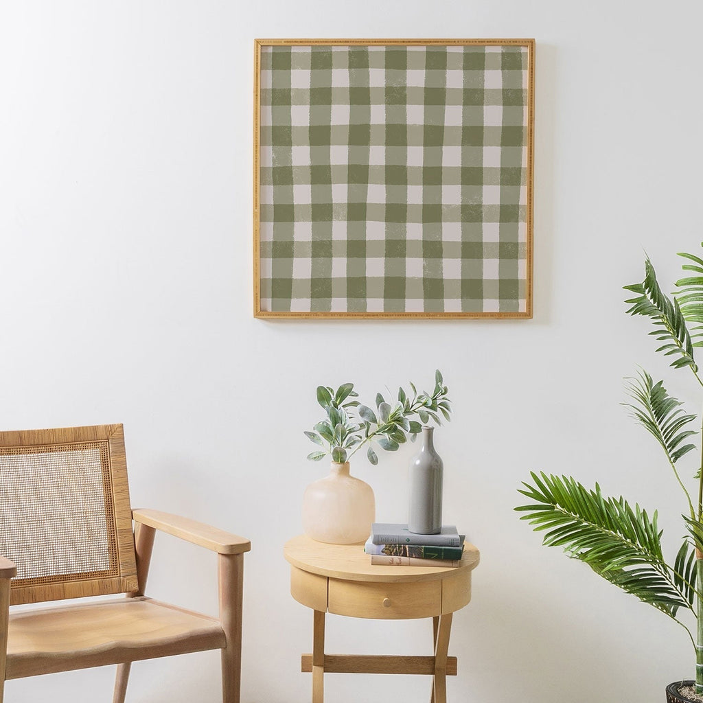 Menina Lisboa Rustic Green Plaid Framed Wall Art