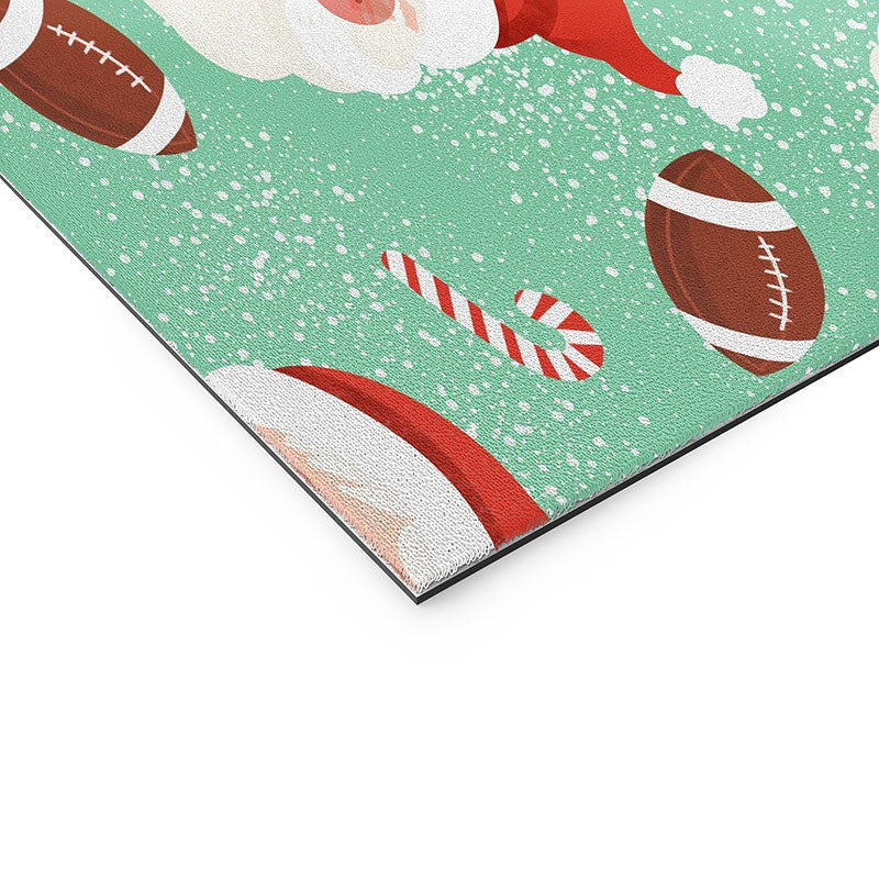 Design by Spark Sporty Football Santa Holiday Welcome Mat