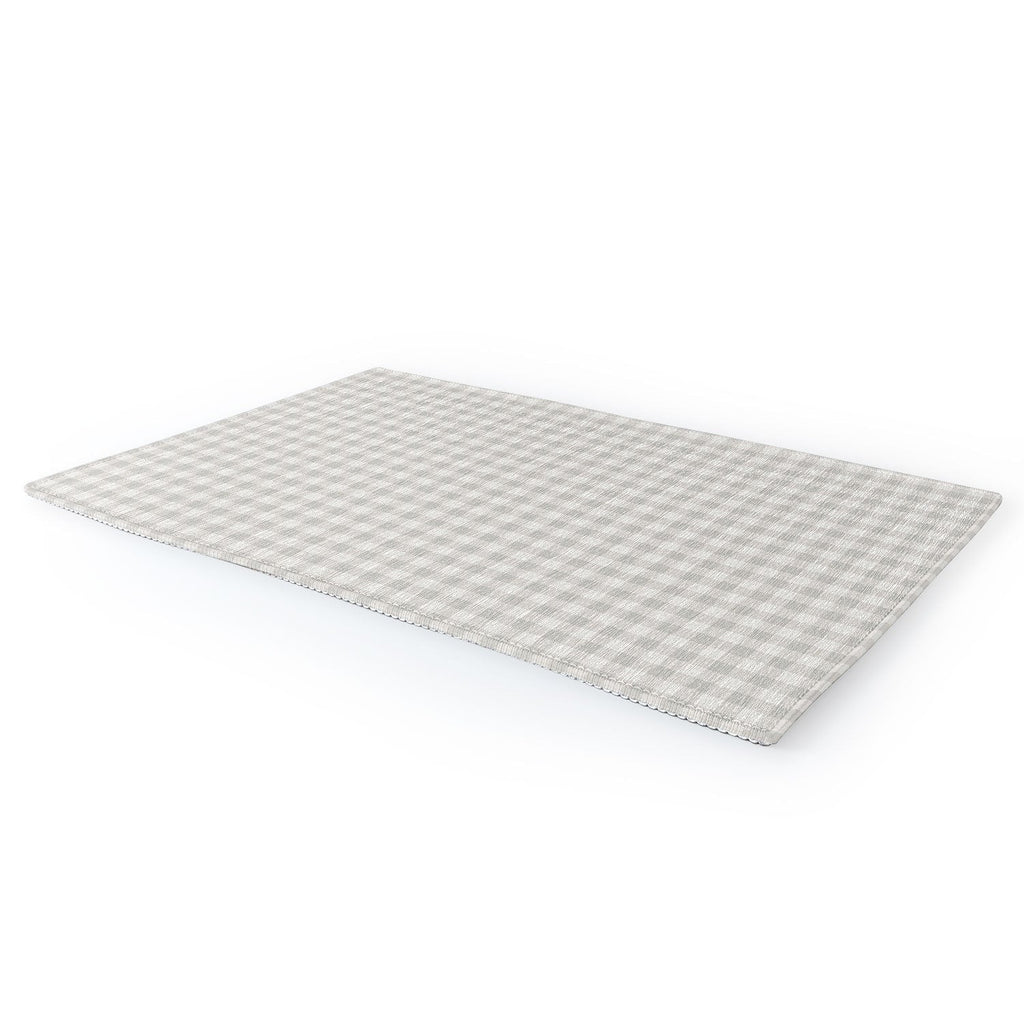 Colour Poems Gingham Plaid Pattern Cloud White Area Rug
