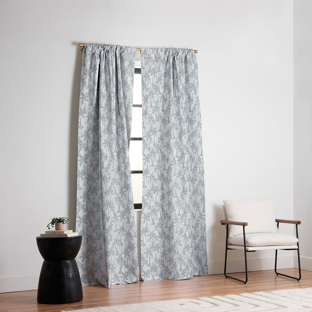 CoastL Studio Palm Forest Coastal Blue Blackout Window Curtain