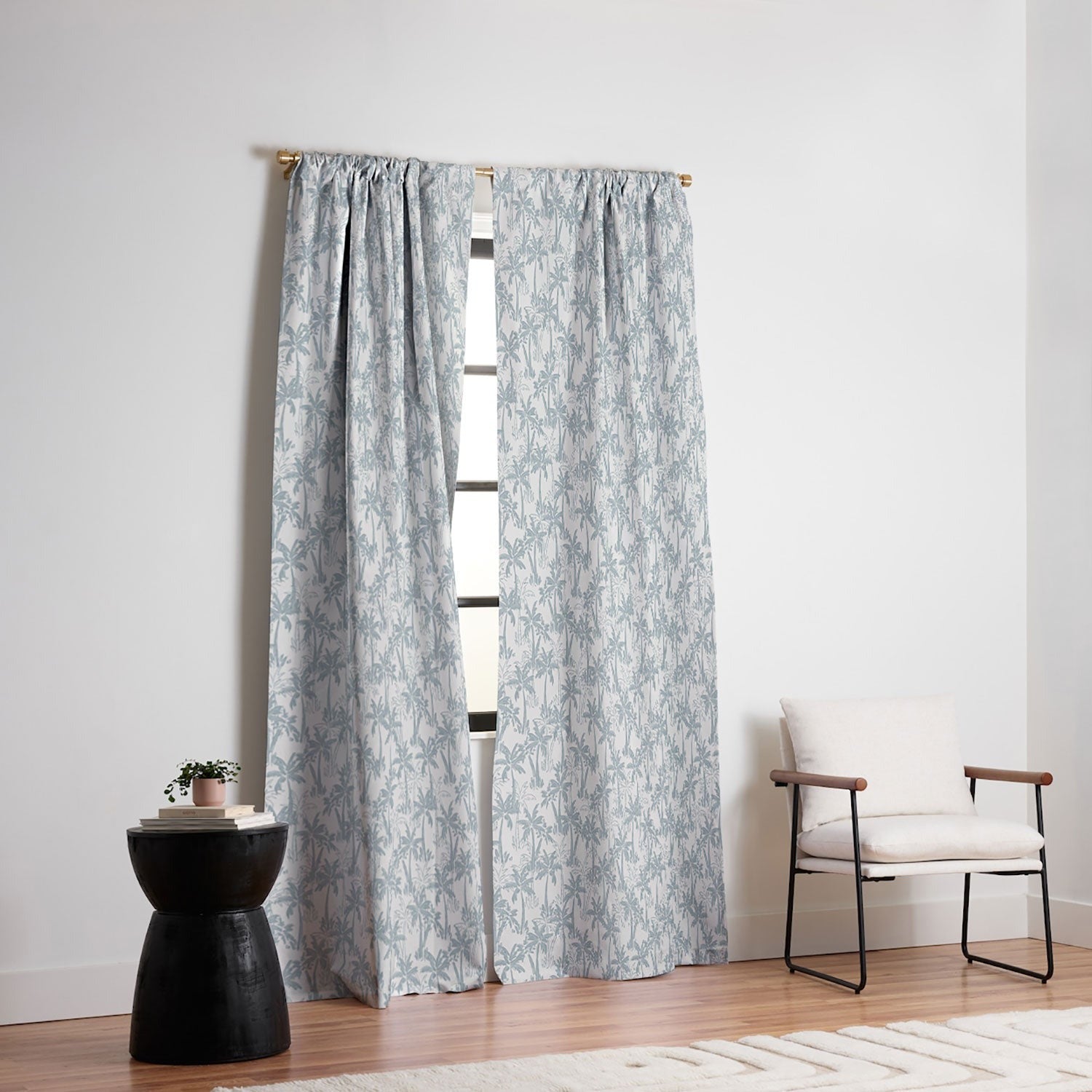CoastL Studio Palm Forest Coastal Blue Blackout Window Curtain