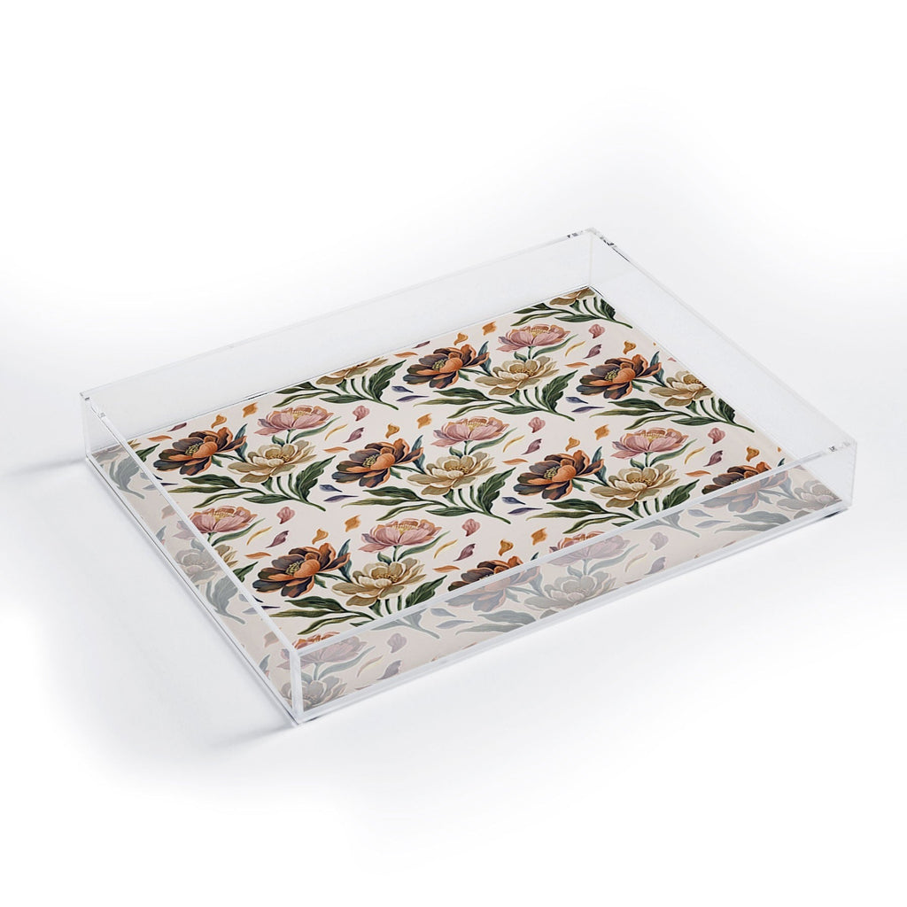Marta Barragan Camarasa Hand Painted Peony Florals Acrylic Tray