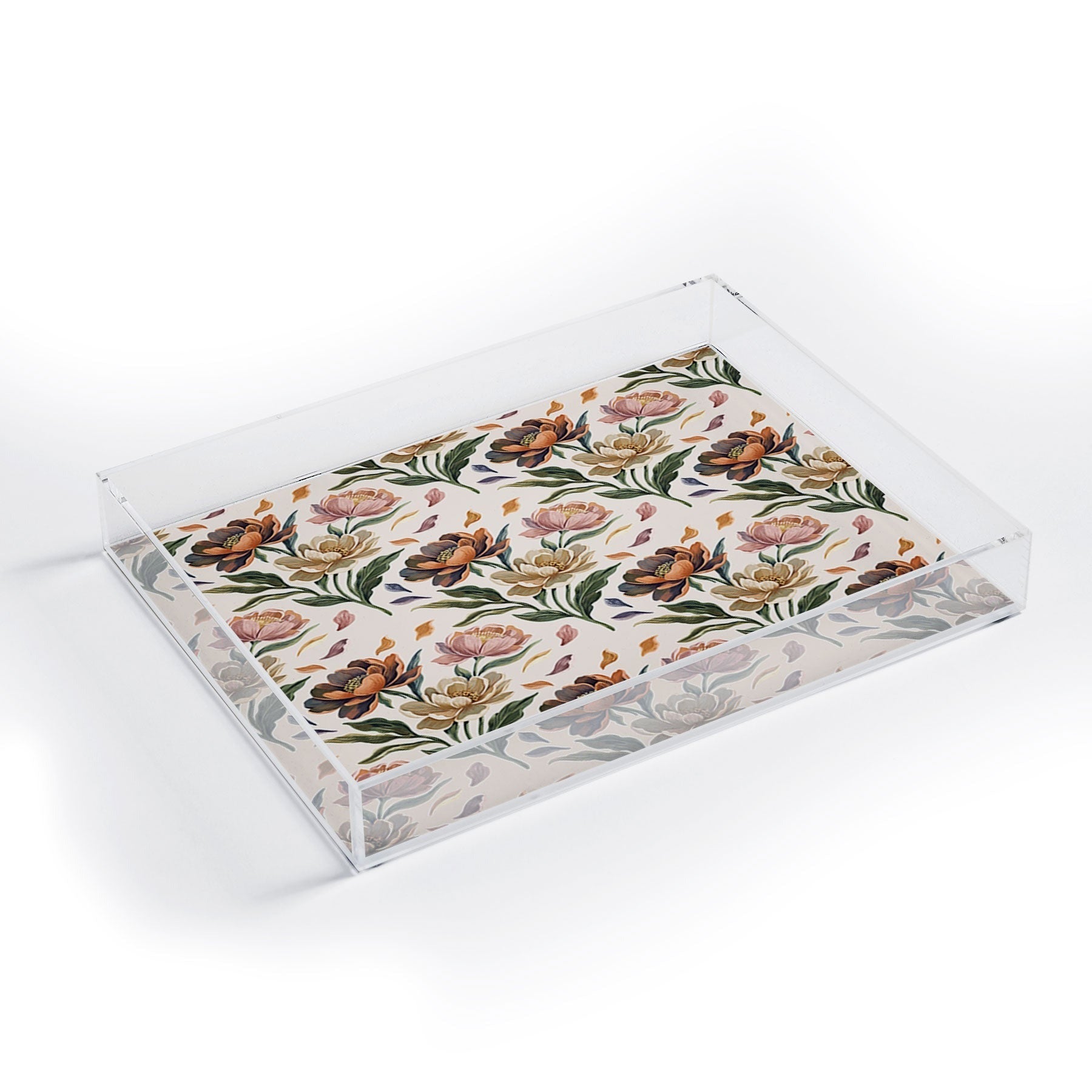Marta Barragan Camarasa Hand Painted Peony Florals Acrylic Tray