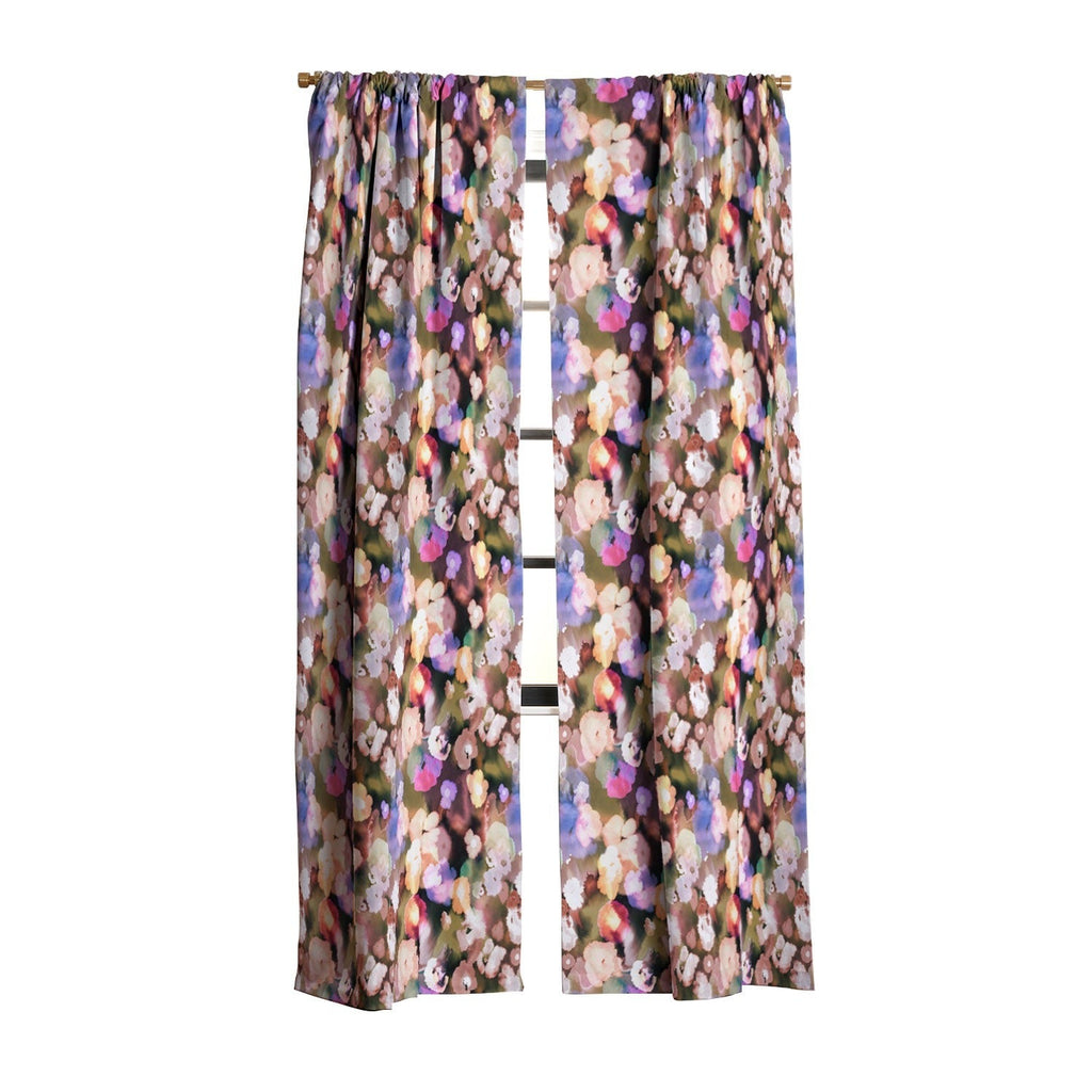 Ninola Design Botanic Retreat Ombre Abstract Watercolor Flowers Pink gold Blackout Window Curtain