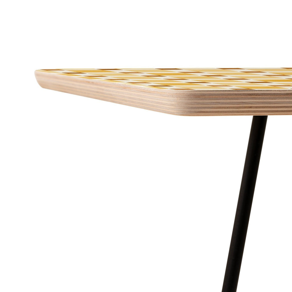Ninola Design Everyday Artifact Checker Mosaic Tiles Geometry Yellow Side Table