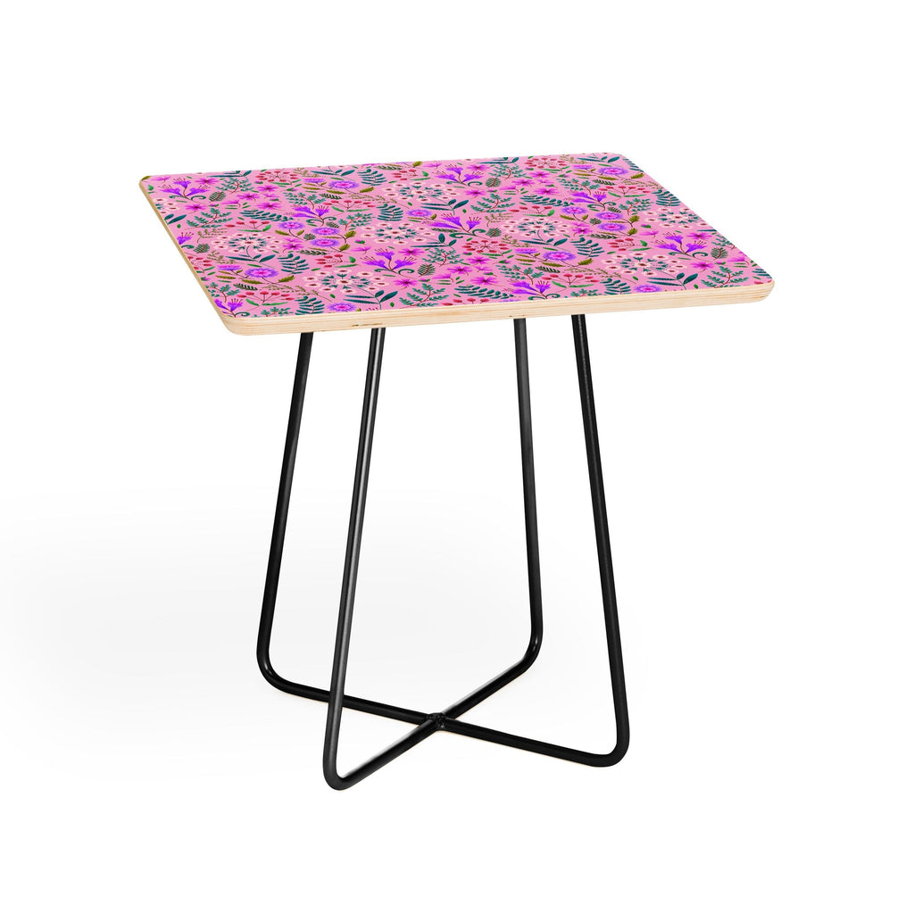 Pimlada Phuapradit Ditsy Purple Floral Half Drop Side Table