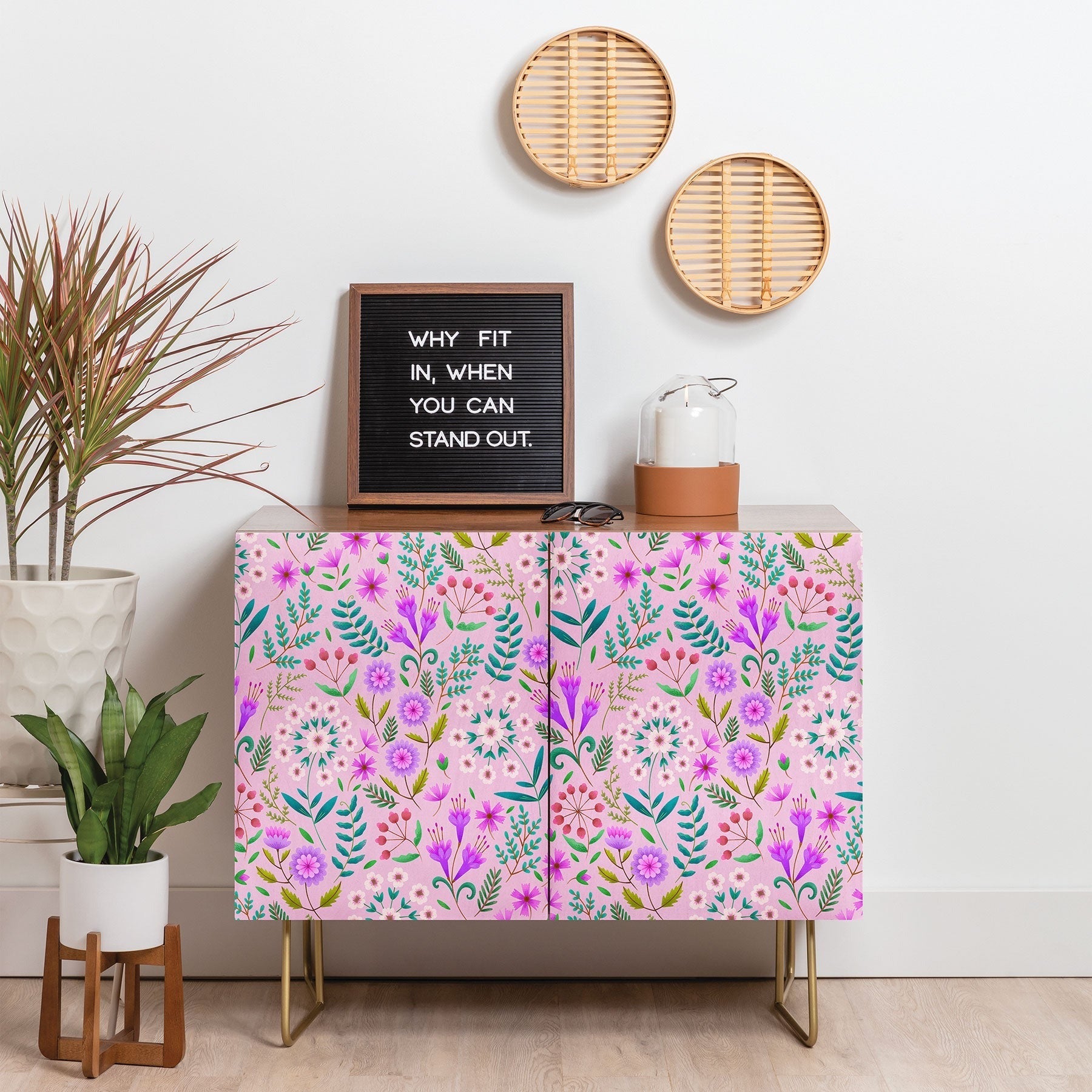Pimlada Phuapradit Ditsy Purple Floral Half Drop Credenza