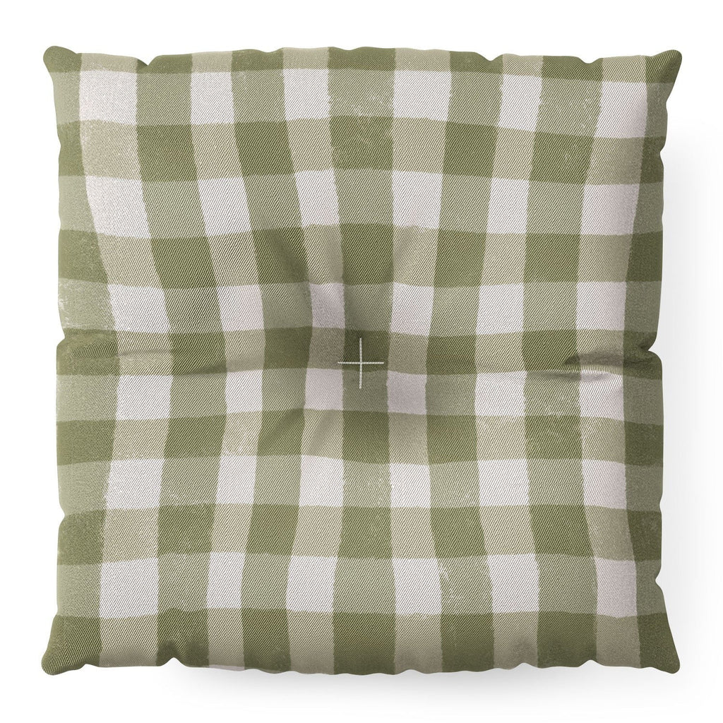 Menina Lisboa Rustic Green Plaid Floor Pillow Square