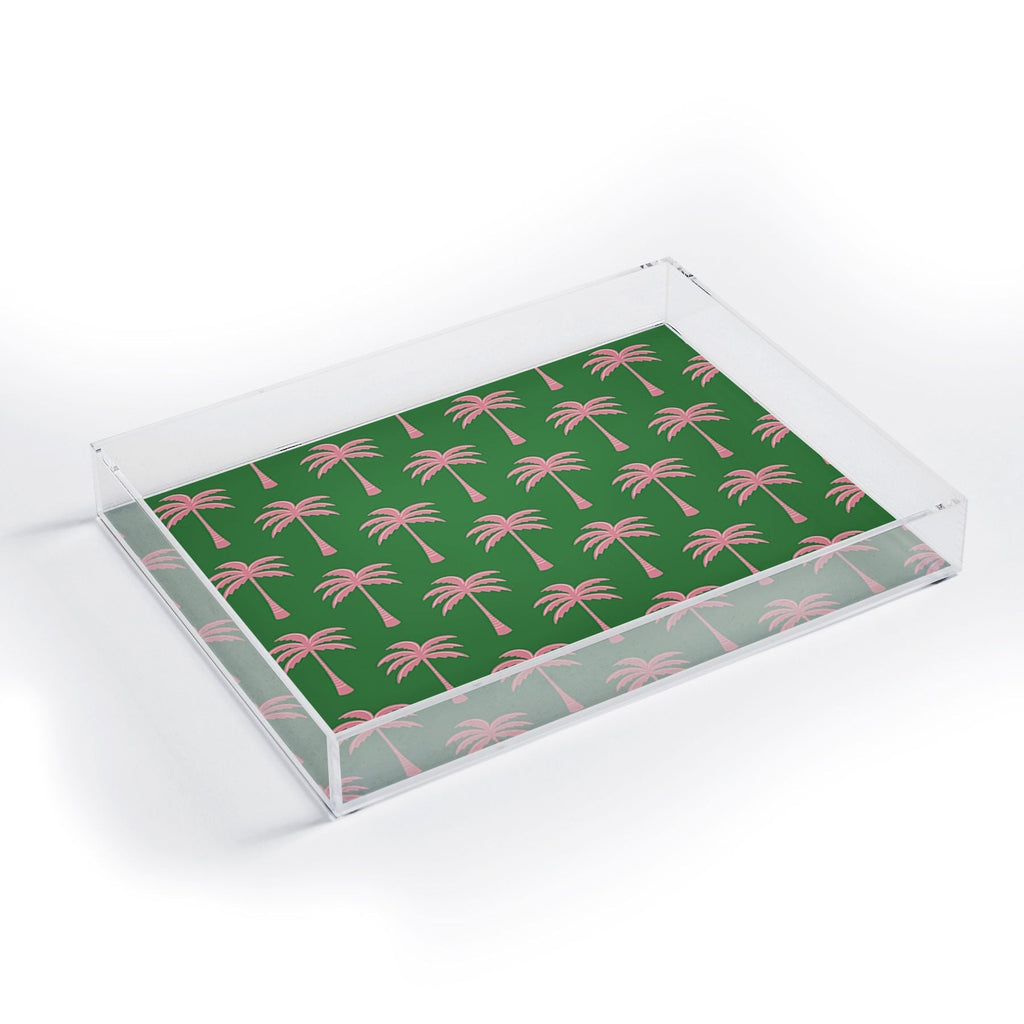 Design by Spark Pink Palm Tree Oasis Acrylic Tray