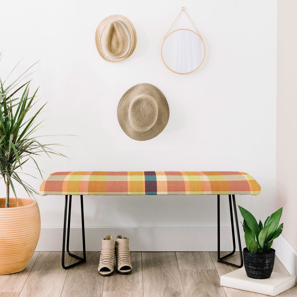 Marta Barragan Camarasa Retro Picnic Plaid Warm Tones Bench