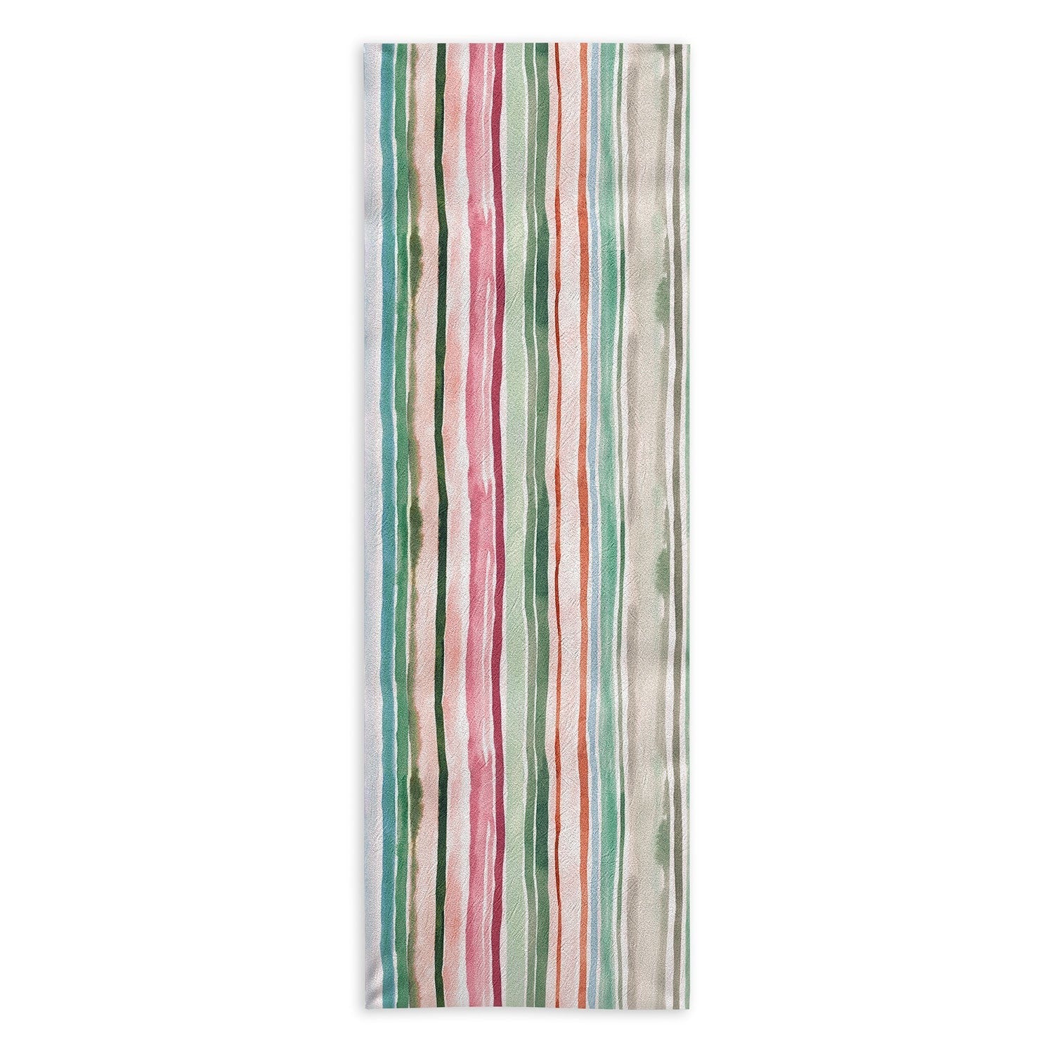 Ninola Design Botanic Retreat Watercolor Stripes Green Orange Red Yoga Towel