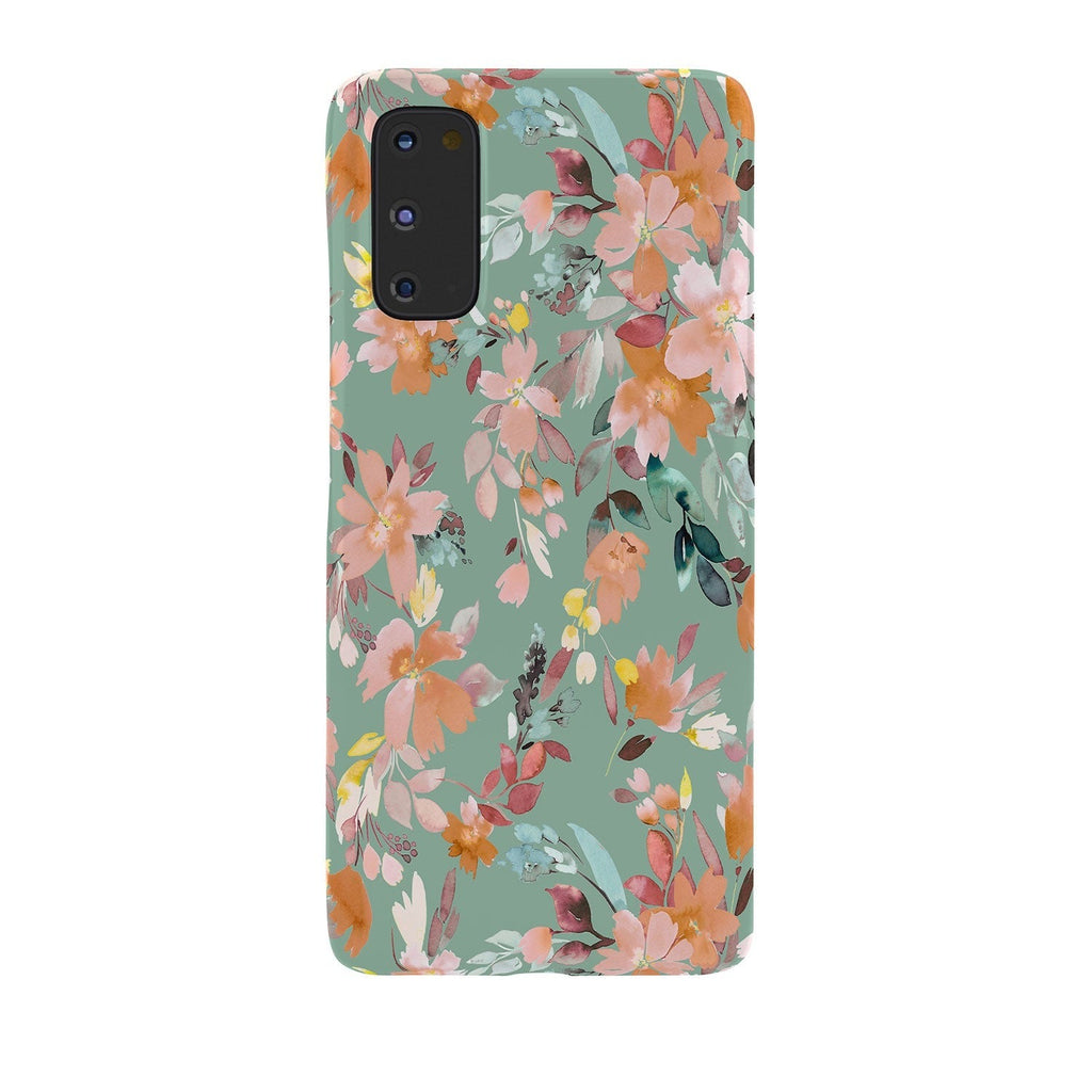 Ninola Design Botanic Retreat Floral Oleander Whimsical Teal Green Phone Case