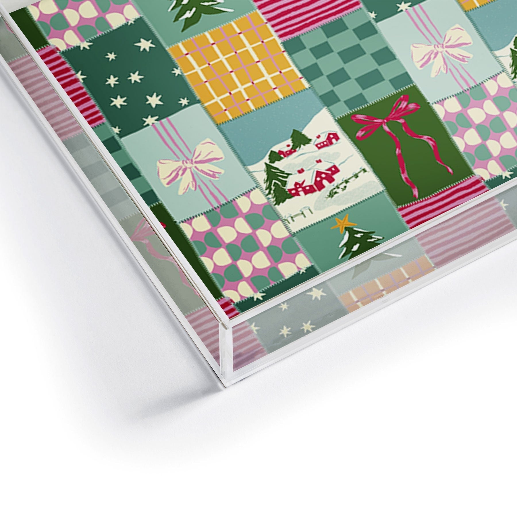 LouBruzzoni Cozy Christmas Patchwork Acrylic Tray