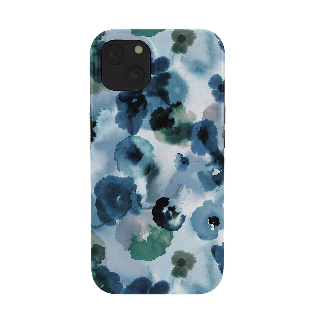 Ninola Design Botanic Retreat Ombre Abstract Watercolor Flowers Blue Navy Phone Case
