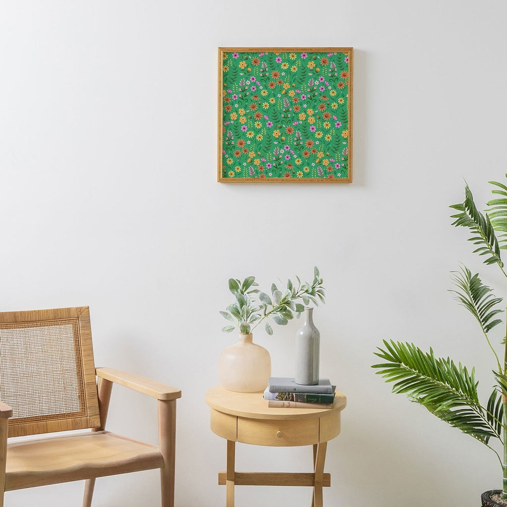 Pimlada Phuapradit Ditsy Spring Floral Green Framed Wall Art