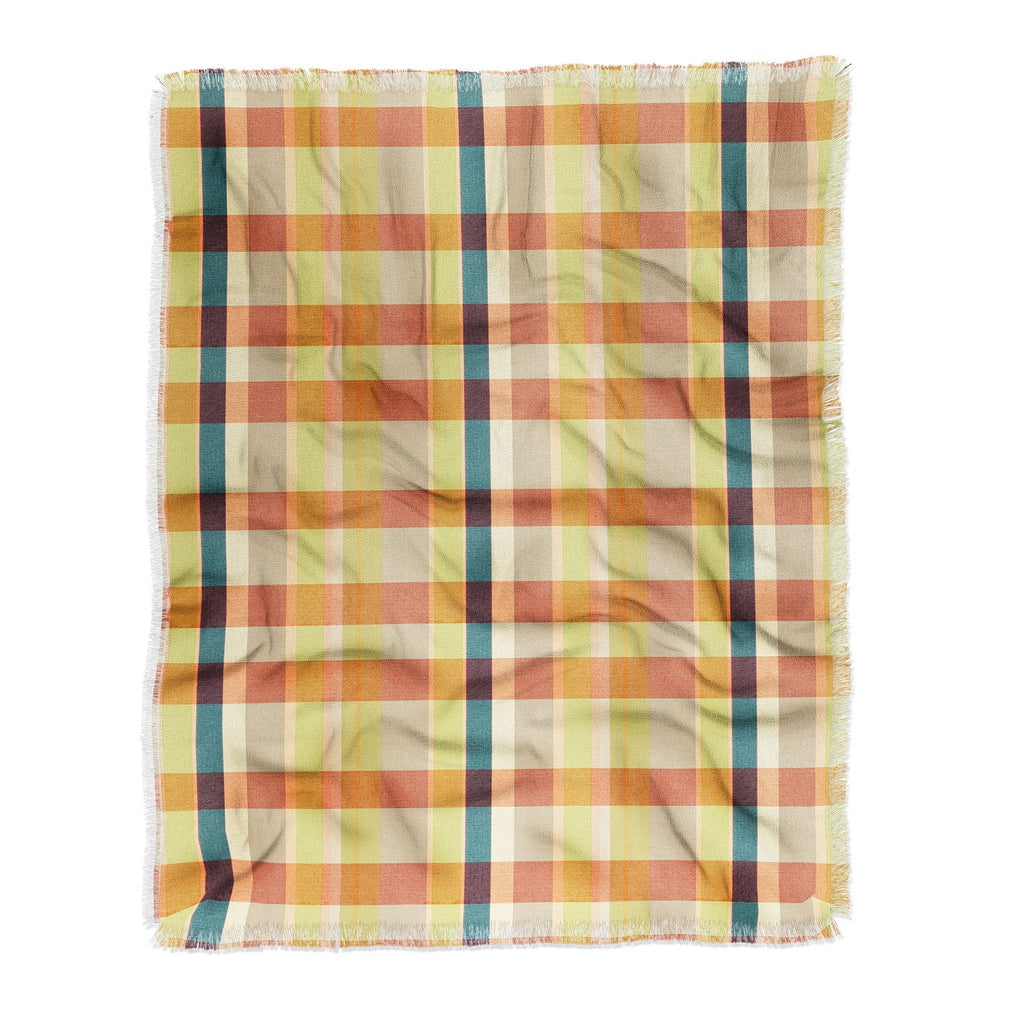 Marta Barragan Camarasa Retro Picnic Plaid Warm Tones Throw Blanket