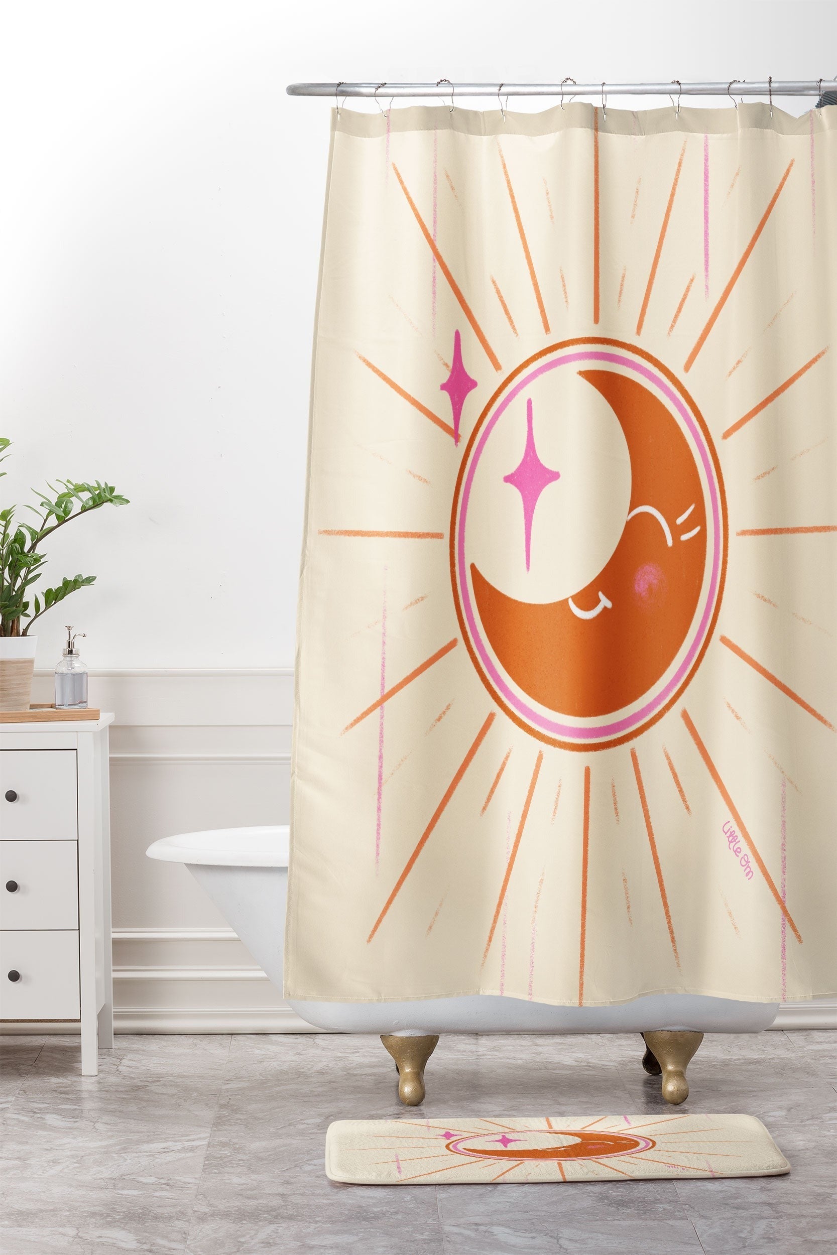 Little Om Celestial Moon cream Memory Foam Bath Mat