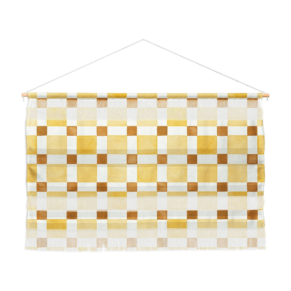 Ninola Design Everyday Artifact Checker Mosaic Tiles Geometry Yellow Wall Hanging Landscape