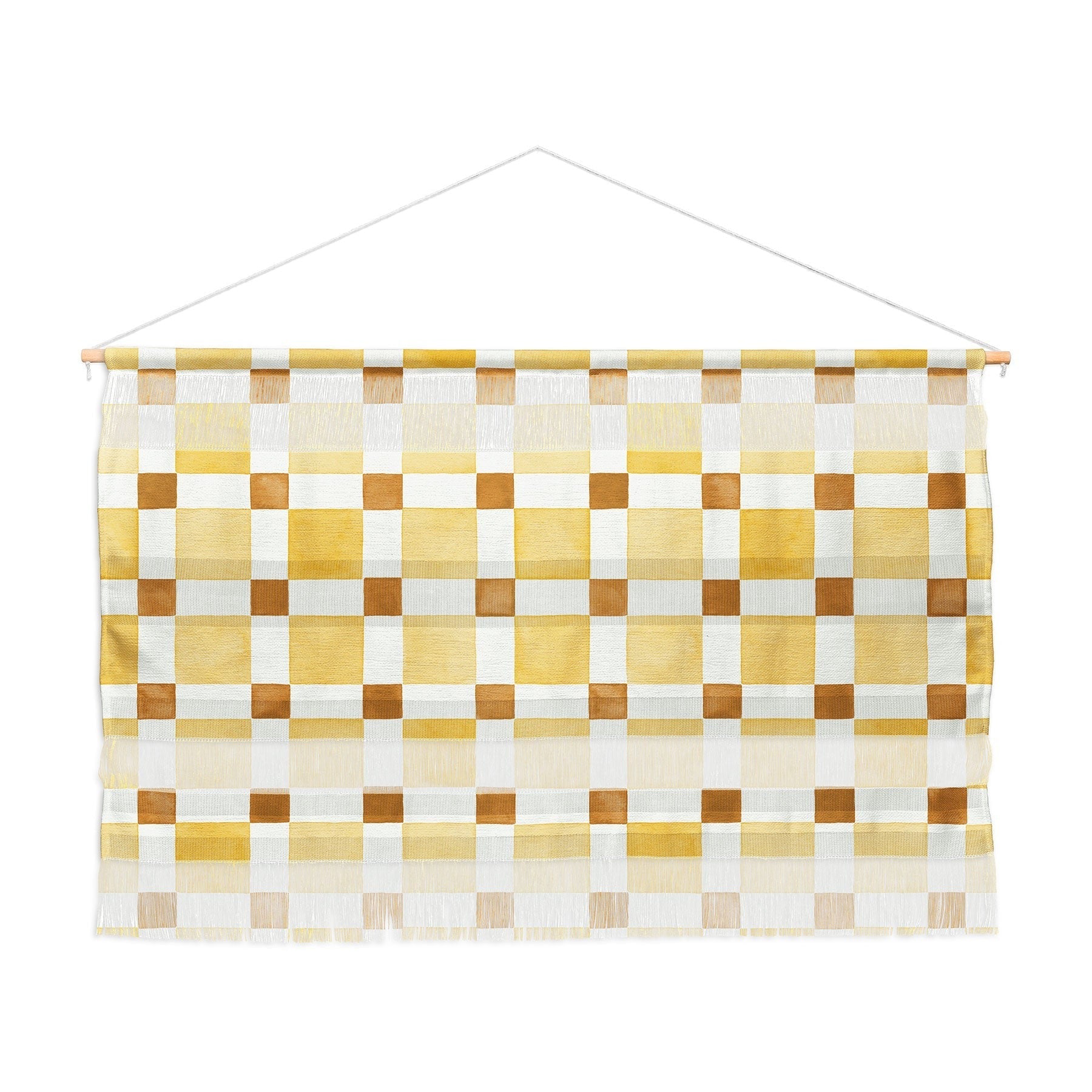 Ninola Design Everyday Artifact Checker Mosaic Tiles Geometry Yellow Wall Hanging Landscape