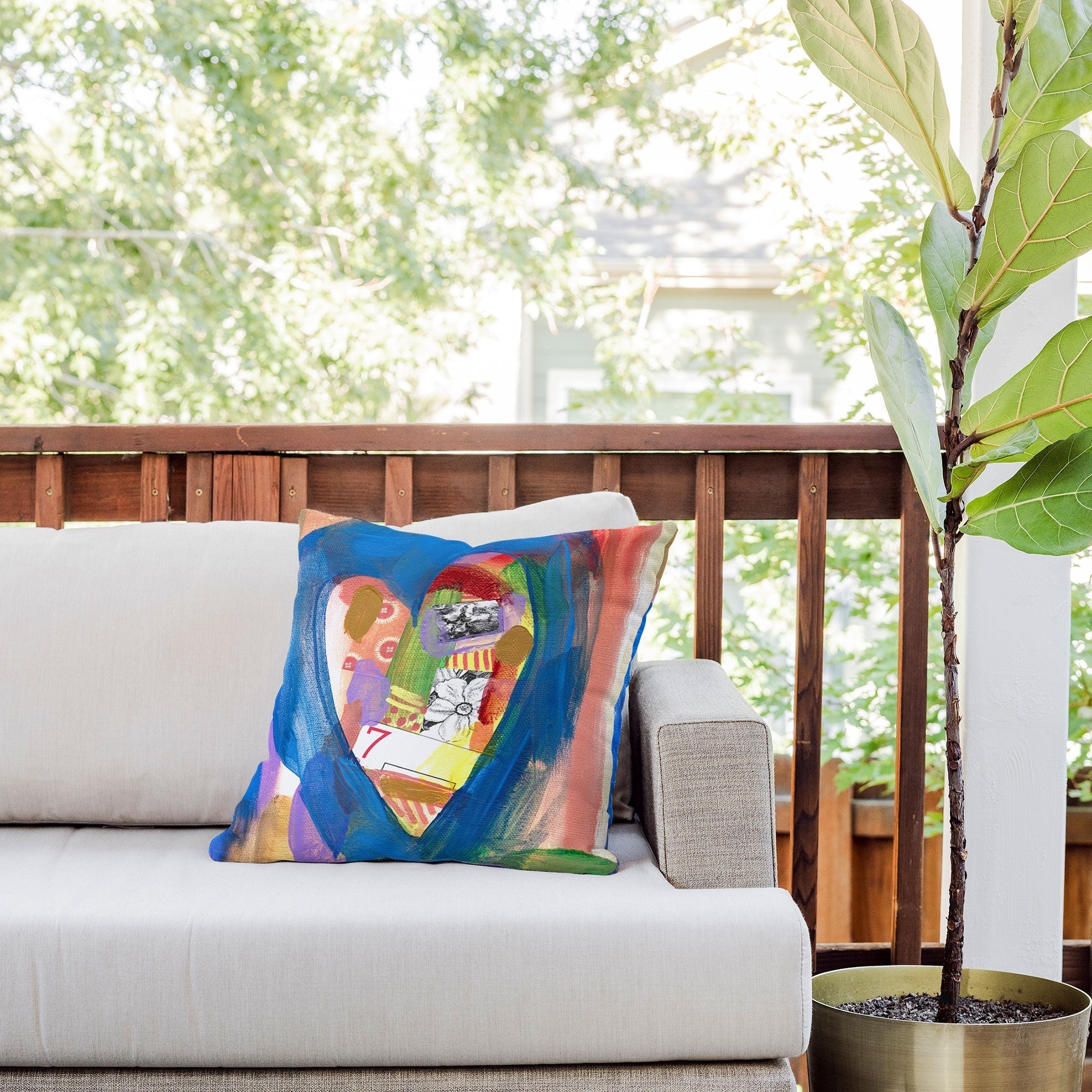 Natalie Baca Lucky in Love Outdoor Throw Pillow