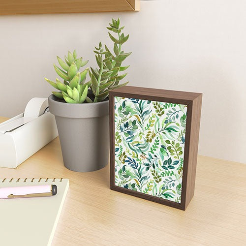 Ninola Design Botanic Retreat Loose Botanical Leaves Watercolor Green Framed Mini Art Print