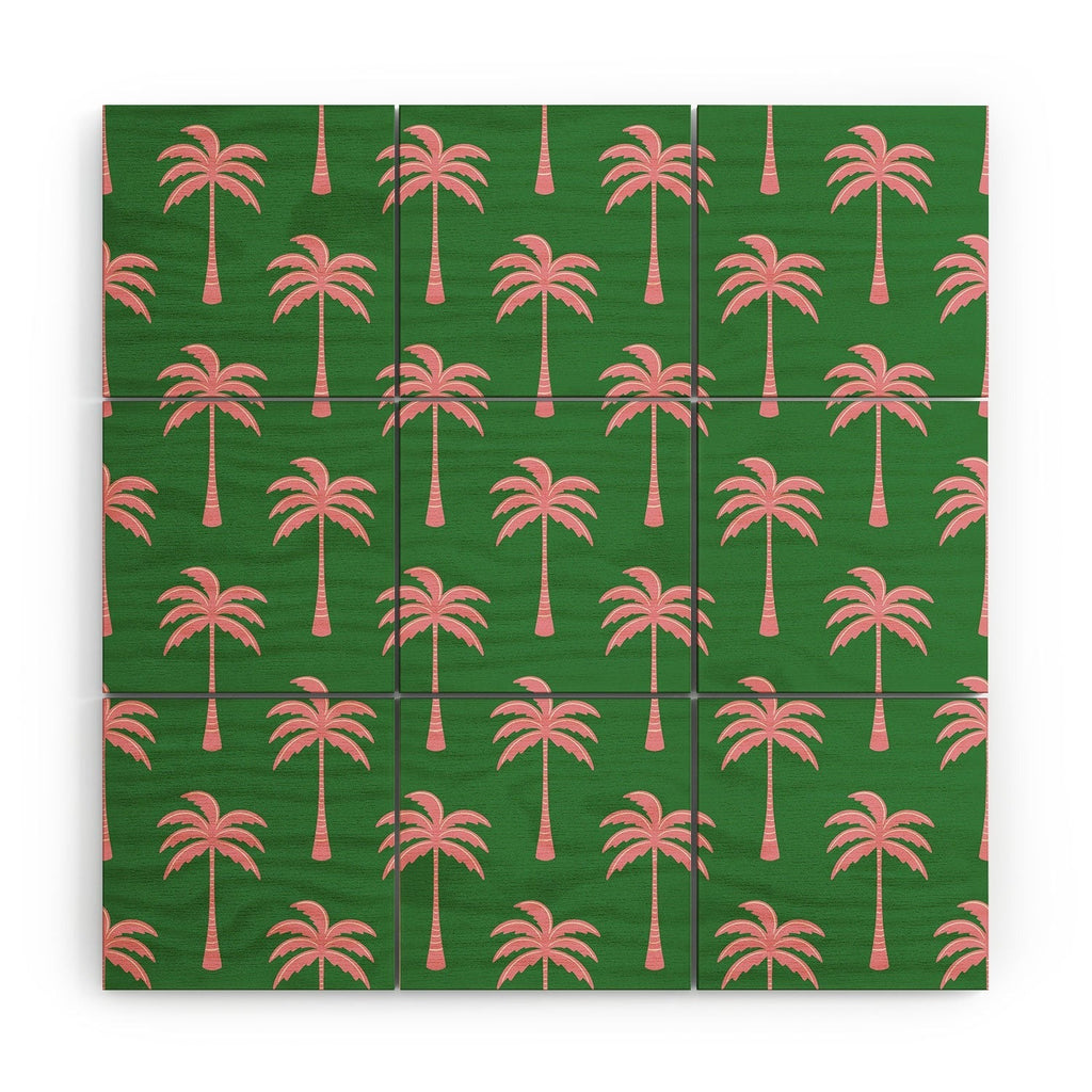 Design by Spark Pink Palm Tree Oasis Wood Wall Mural