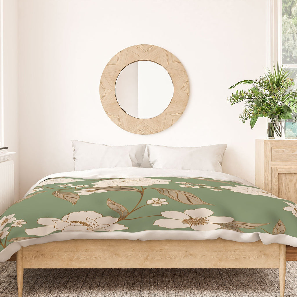 Gabriela Fuente Olive Floral Roberta Duvet Cover