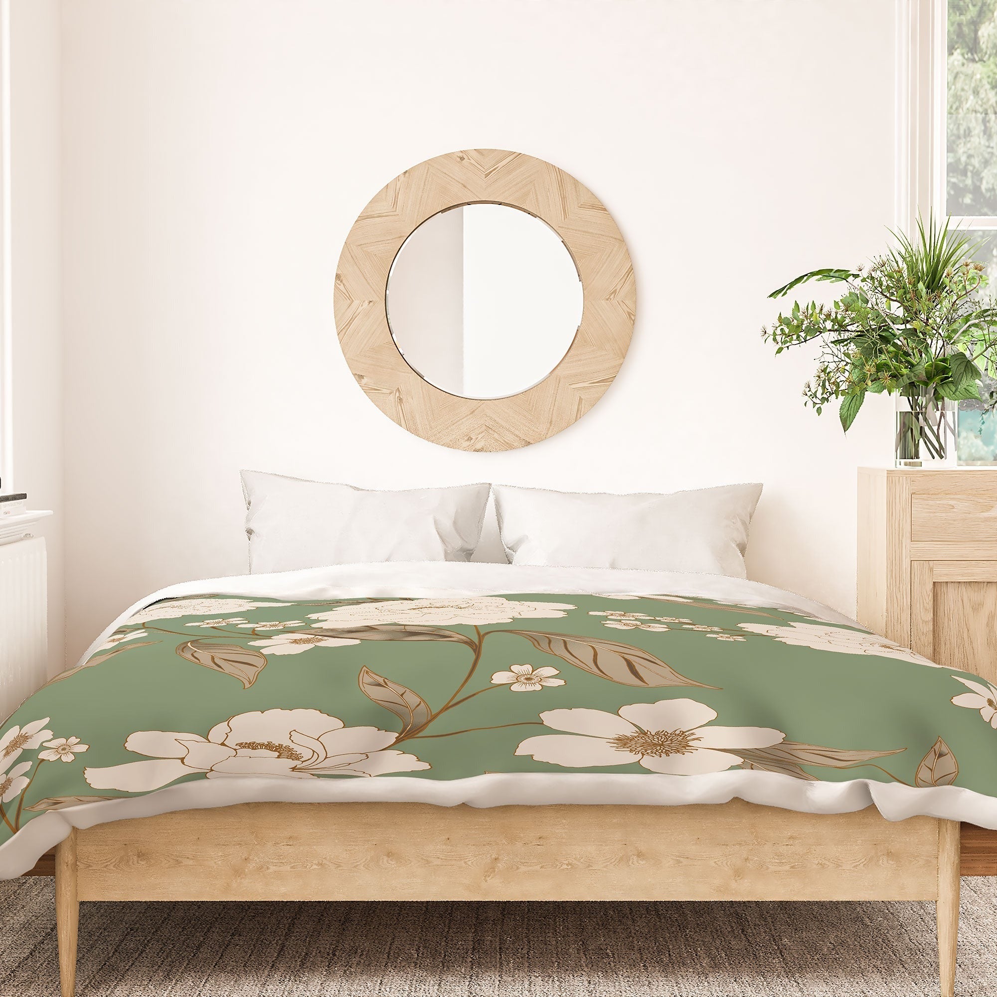 Gabriela Fuente Olive Floral Roberta Duvet Cover